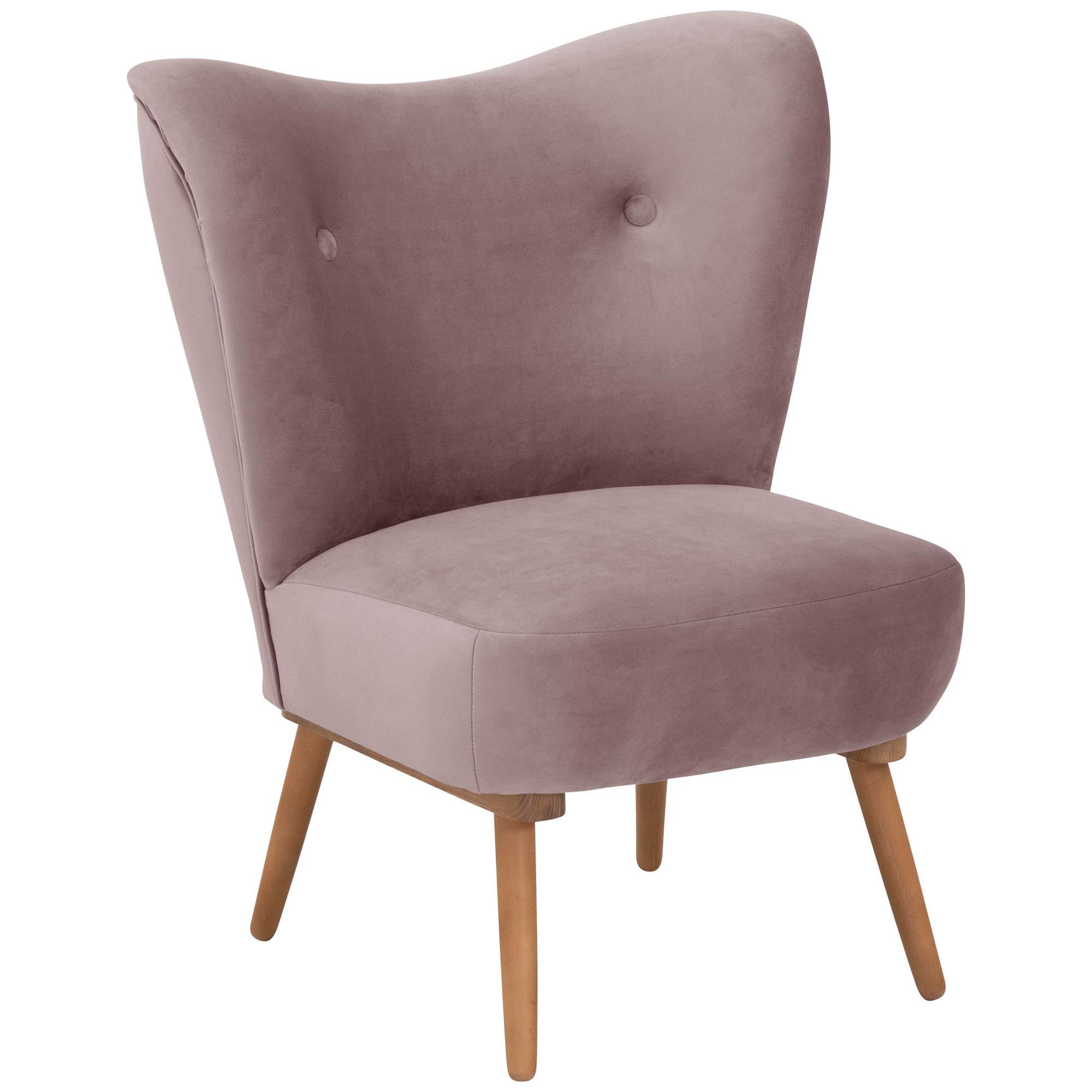 Versand, hochwertig Sessel Buche 23186 aufm Kostenlosem / 1-St), lackiert Bezug Sessel verarbeitet,bequemer Kaila Sitz inkl. rosé Samtvelours (Sparpreis erlefarbig 58 Kessel