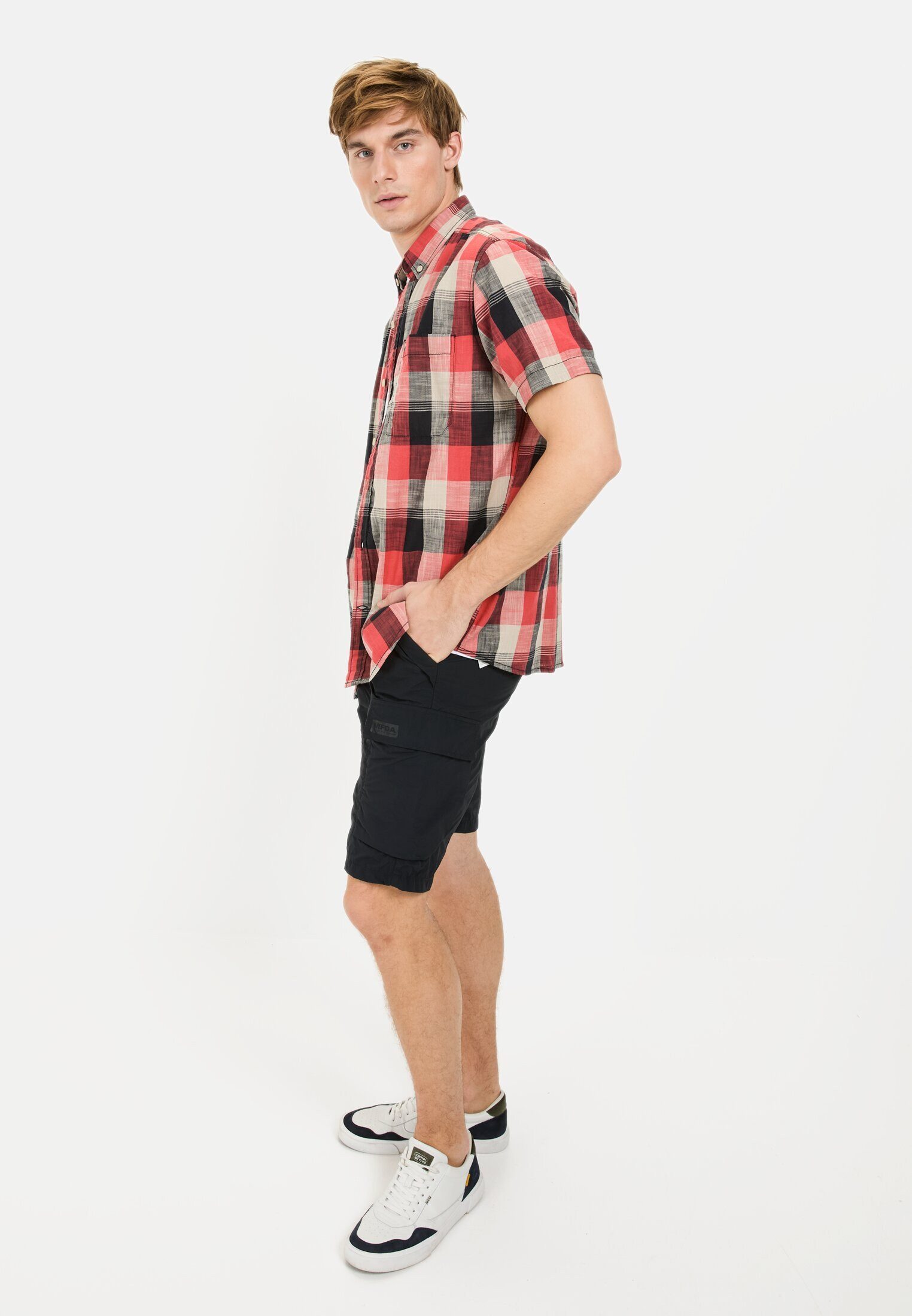 camel active Kurzarmhemd aus reiner Baumwolle Kurzarm Button-Down