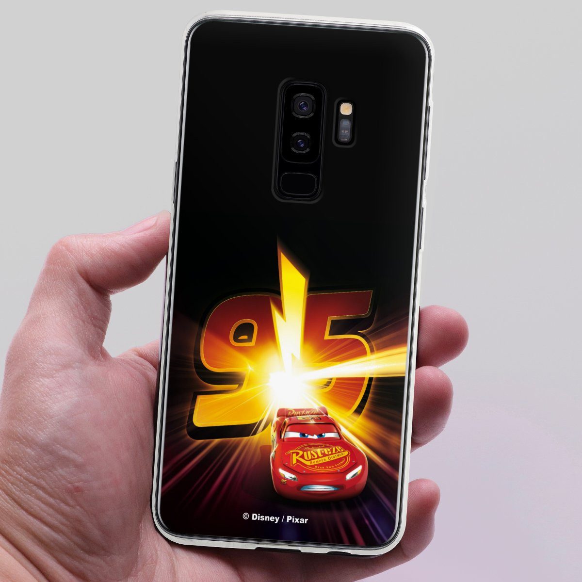 DeinDesign Handyhülle Offizielles Lizenzprodukt Cars Lightning Mcqueen 95 Cars3 Lightning 95, Samsung Galaxy S9 Plus Silikon Hülle Bumper Case Handy Schutzhülle