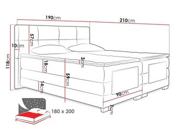 MIRJAN24 Boxspringbett Trisy 180 (Taschenfederkern Matratzen + Topper und Kopfteil), Elektrisches Bett