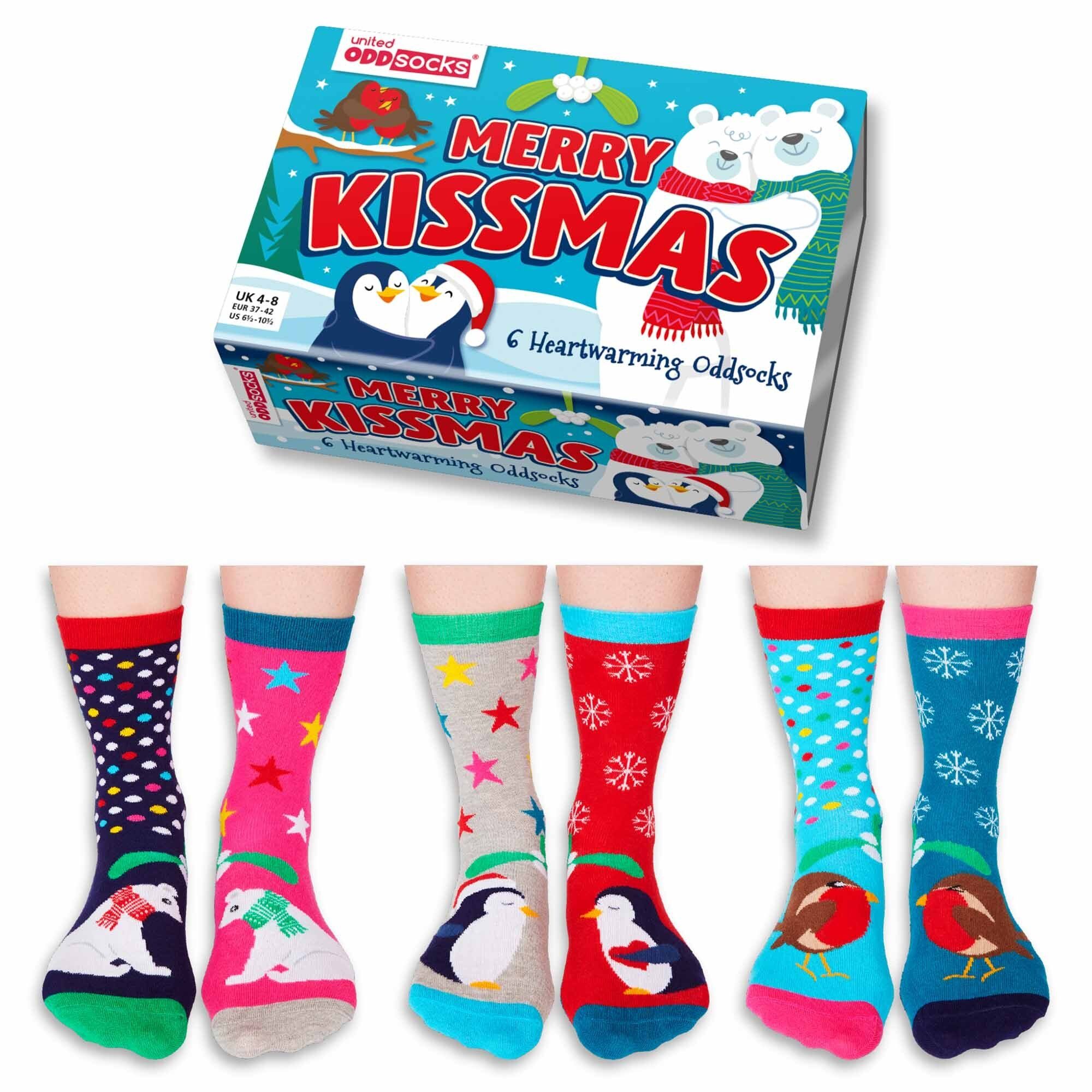 Kissmas 6 Socken United Damen Mottomotive Socken, Kurzsocken Oddsocks -