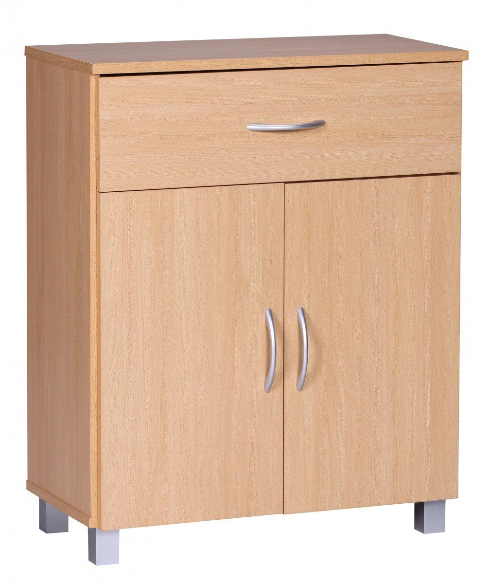 möbelando Sideboard Sideboard Buche WL1.335 60x75x30cm Kommode mit Schublade und Türen, Schmal