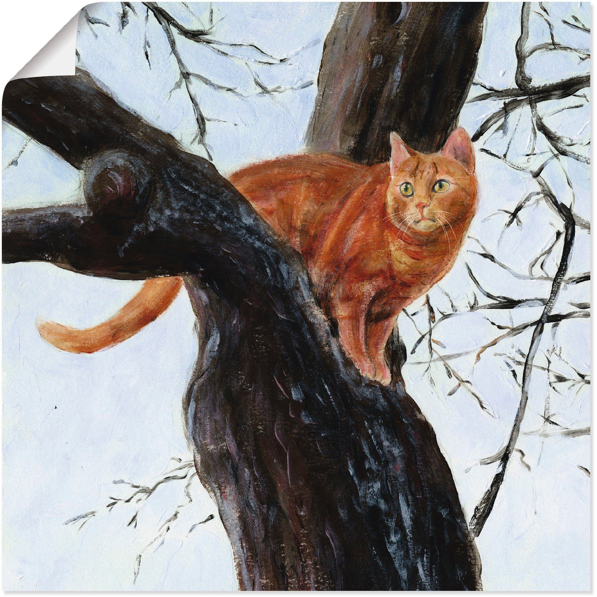 Artland Wandbild Katze im Baum, Haustiere (1 St), als Leinwandbild, Wandaufkleber oder Poster in versch. Größen