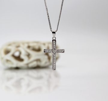 ELLAWIL Kreuzkette Kreuzkette mit Kreuz Anhänger Christentum Jesuskreuz Halskette (Kettenlänge 45 cm, Sterling Silber 925), inklusive Geschenkschachtel