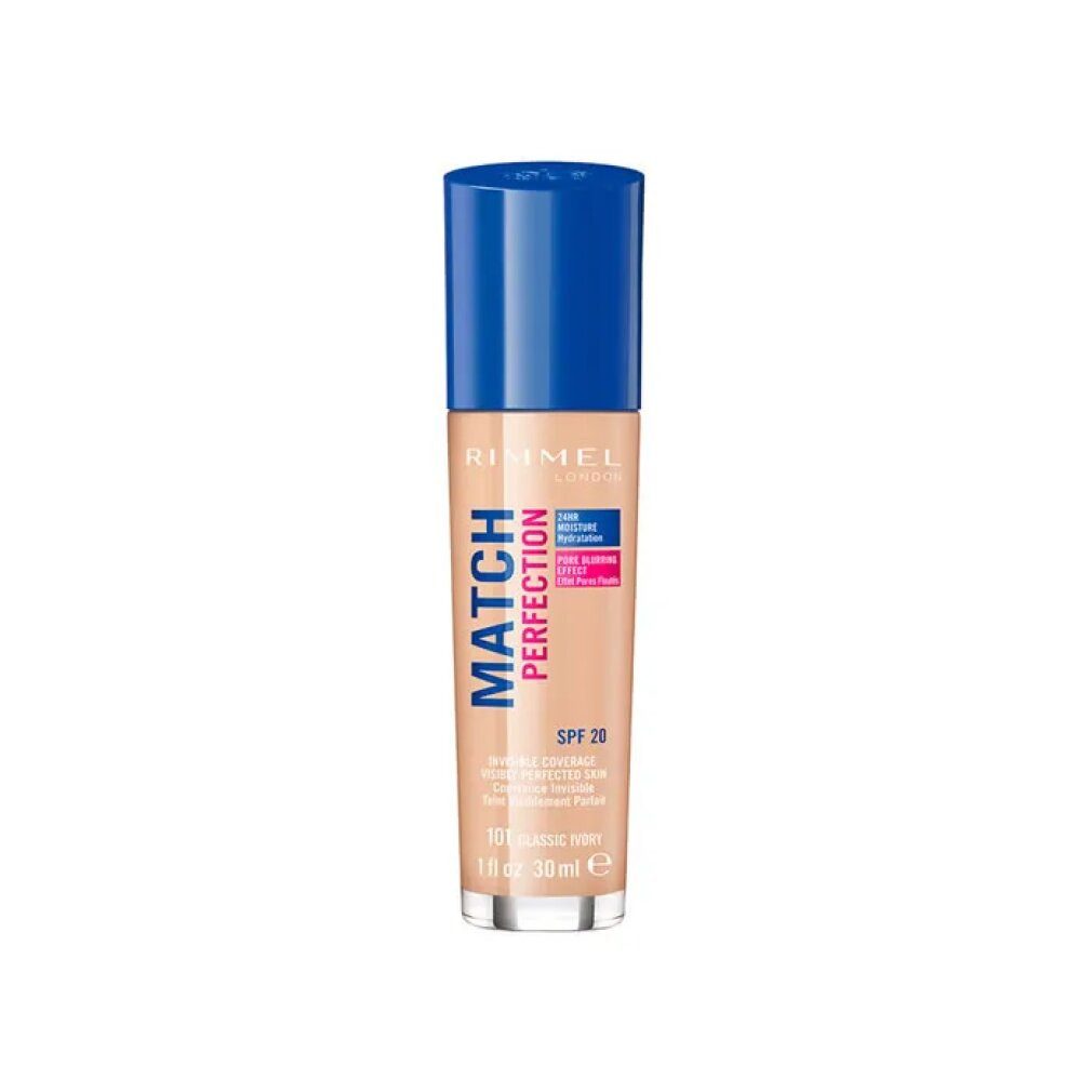 Rimmel London Foundation Match Perfection Foundation Spf20 101 Classic Ivory 30ml