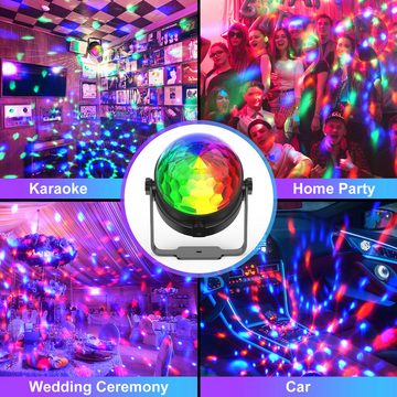 ZonQoonz LED Discolicht Musikgesteuert DJ Party Licht 360° Rotierende Ball Lights, LED, 3W RGB Bühnenlichter, mit Fernbedienung für Geburtstag Weihnachten