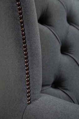 JVmoebel Ohrensessel Grau Ohrensessel Sessel Design Polster Sofa Couch Chesterfield (Ohrensessel), Made In Europe