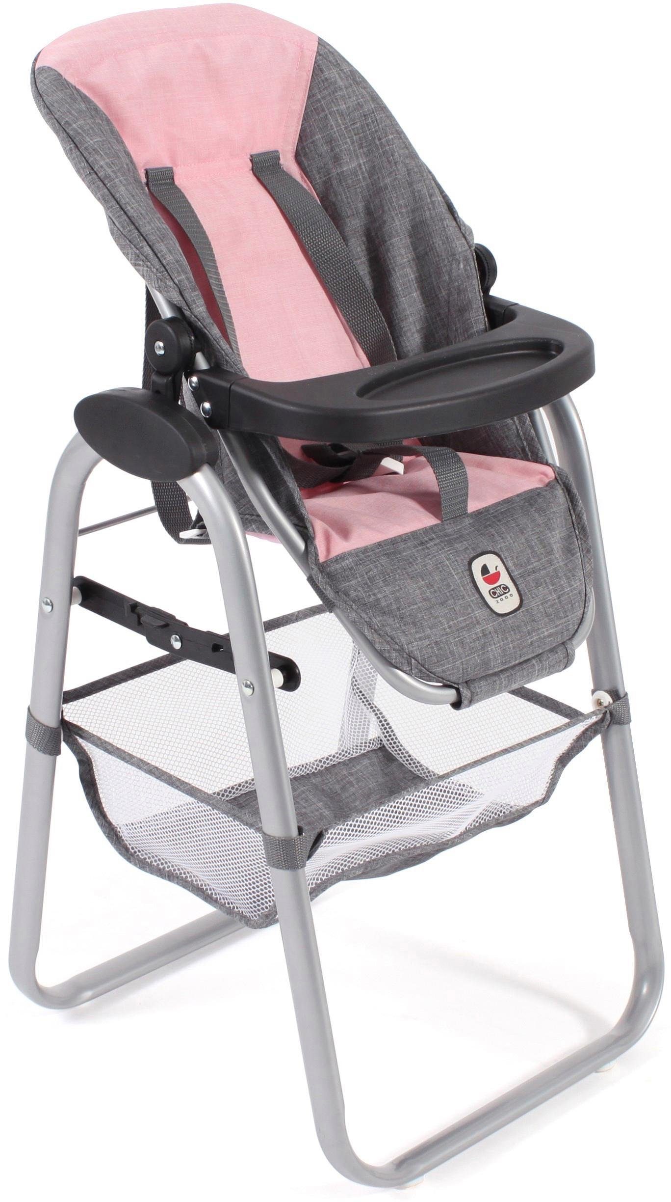 CHIC2000 Puppenhochstuhl Grau-Rosa, mit abnehmbarem Tablett günstig online kaufen