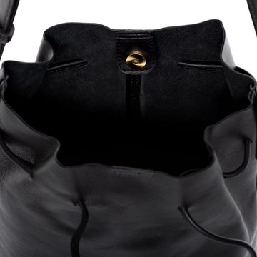 SID & VAIN Beuteltasche Leder Umhängetasche Damen PATTY, Hobo Bag Echtleder für Damen, Schnürbeutel, Crossbody Bag schwarz