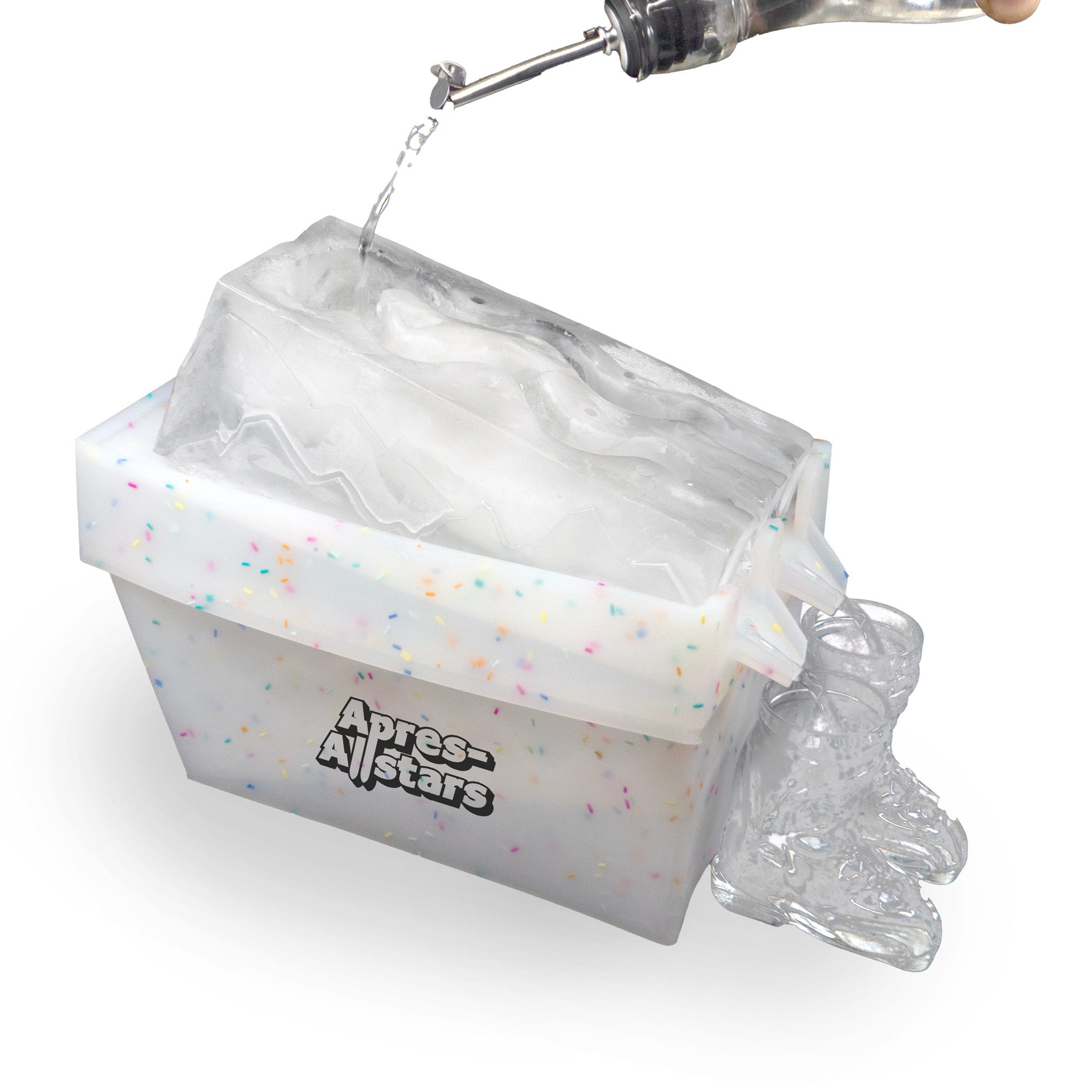 Deggelbam Schnapsglas Skigläser 4cl - Schnapsglas in Skiform - Apres Ski Party, Eiswürfelform - Skipiste, Hergestellt in Deutschland