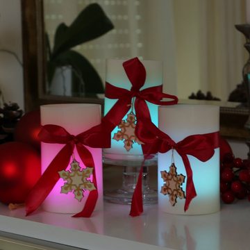 MARELIDA LED-Kerze LED Kerzenset Echtwachs Farbwechsel X-mas Dekor H: 12cm creme 3er Set (3-tlg)