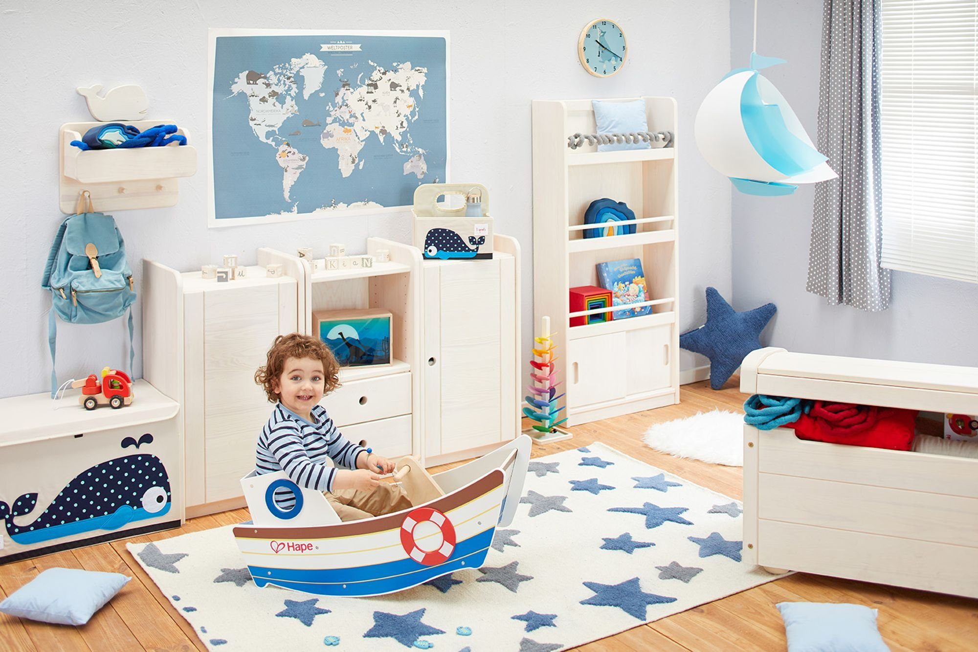 BioKinder - Das gesunde Kinderzimmer Standregal Lara, mit 2 Schubladen und 3 Einlegeböden