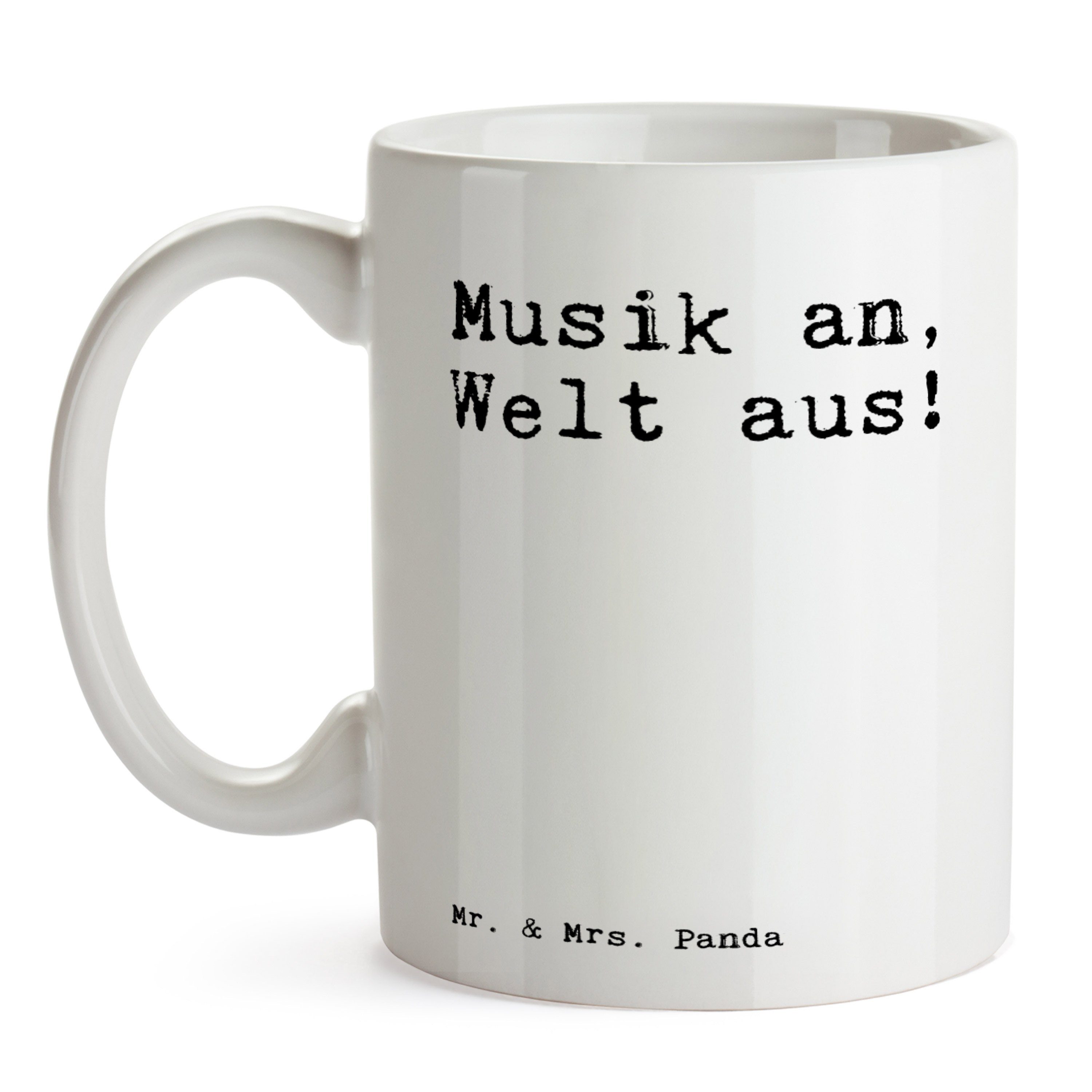 Musik an, Geschenk, - Weiß aus!... Kopfhörer, Keramik - Mr. Tasse Welt Panda Mrs. W, Spruch Sprüche &