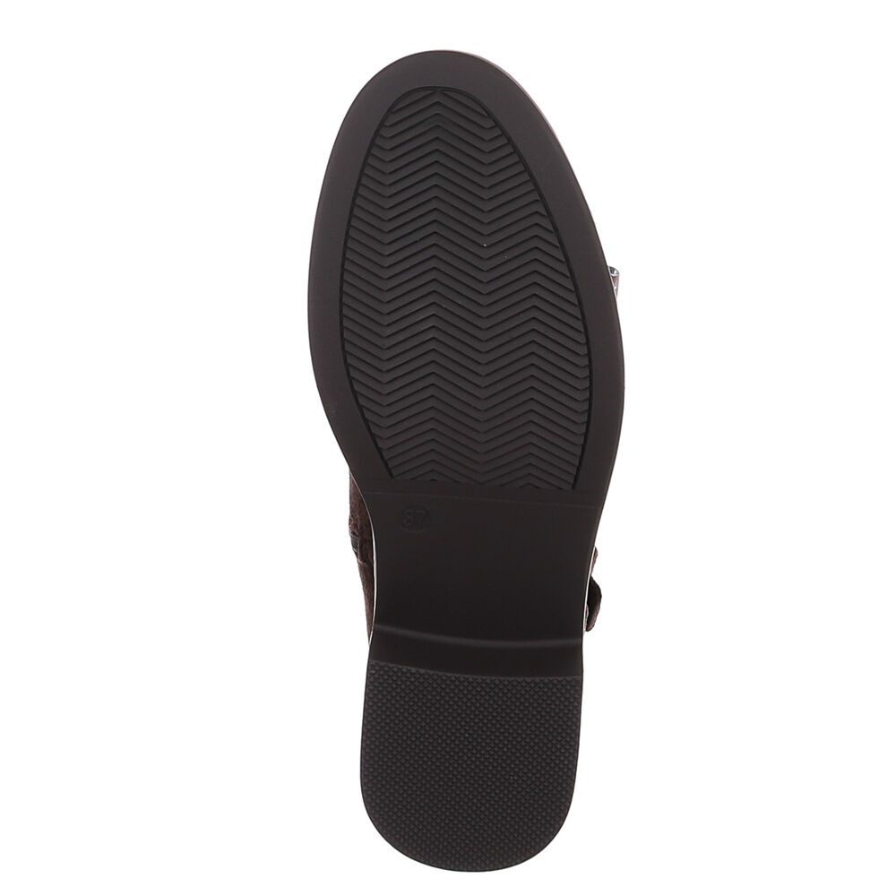 Ital-Design Damen Langschaftstiefel mit Blockabsatz und Zierdetails Stiefel (92355142) Blockabsatz Flache Stiefel in Braun – Bild 3 von 5