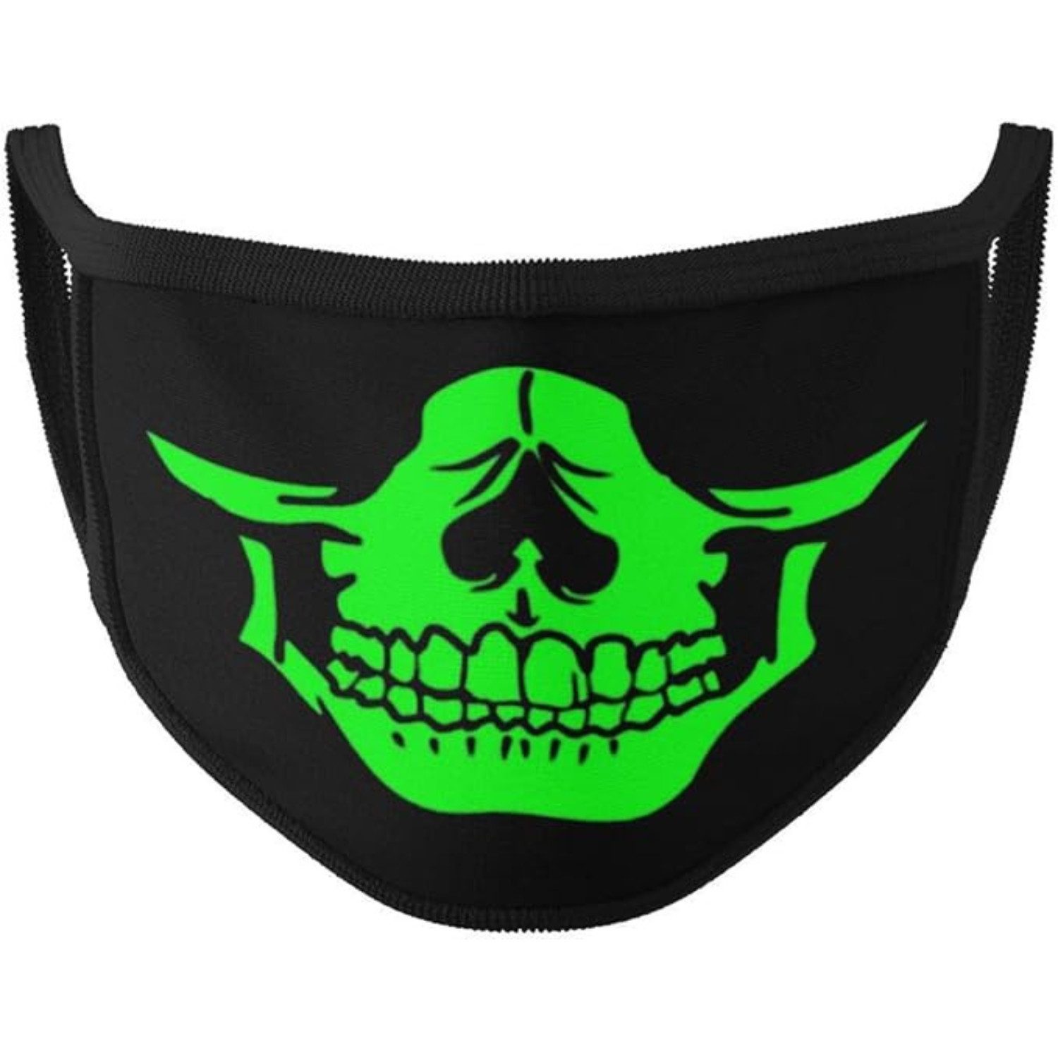 Mund-Nasen-Masken mit leuchtendem Motiv für Gesicht & Mund, Maske Schwarz mit Glow-Motiv