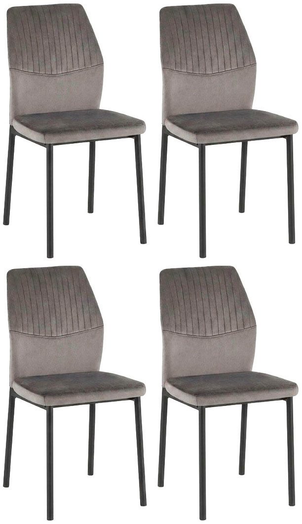 OTTO home Esszimmerstuhl Nora (Set, 4 St), moderne Samtstühle mit Kontrastnähten und schwarzem Metallgestell