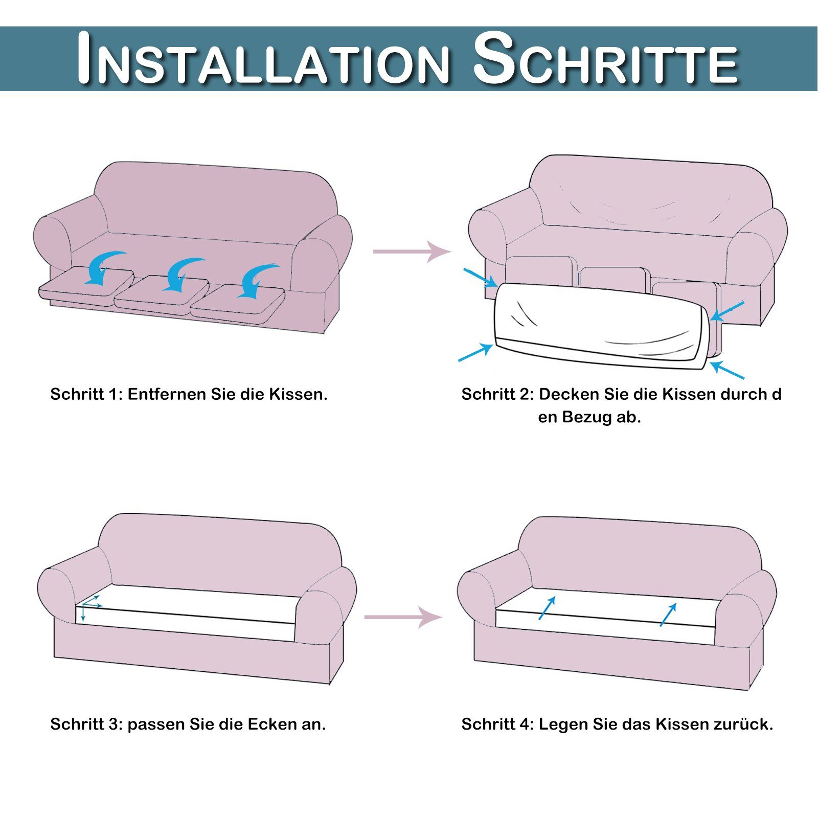 Sofahusse für Bedruckt elastischem mit Sofa, 1-4Sitz Geometrisch, Rosnek, Boden L-Shape Stretch,
