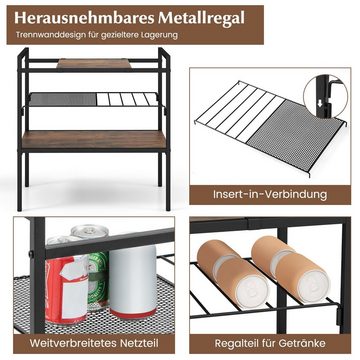 COSTWAY Beistelltisch, mit abnehmbarer Platte & Gitterablage, 60x33,5x61cm