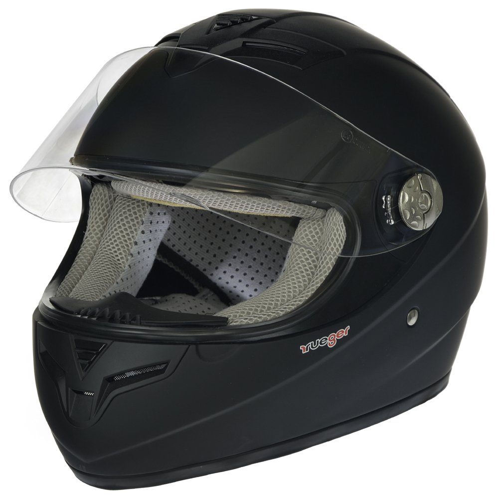 Motorradhelm RT-823 Integralhelm Motorradhelm Integral Motorrad Roller Quad Helm Bobber, ruegerRT-823, -Matt Schwarz, Schwarz, S