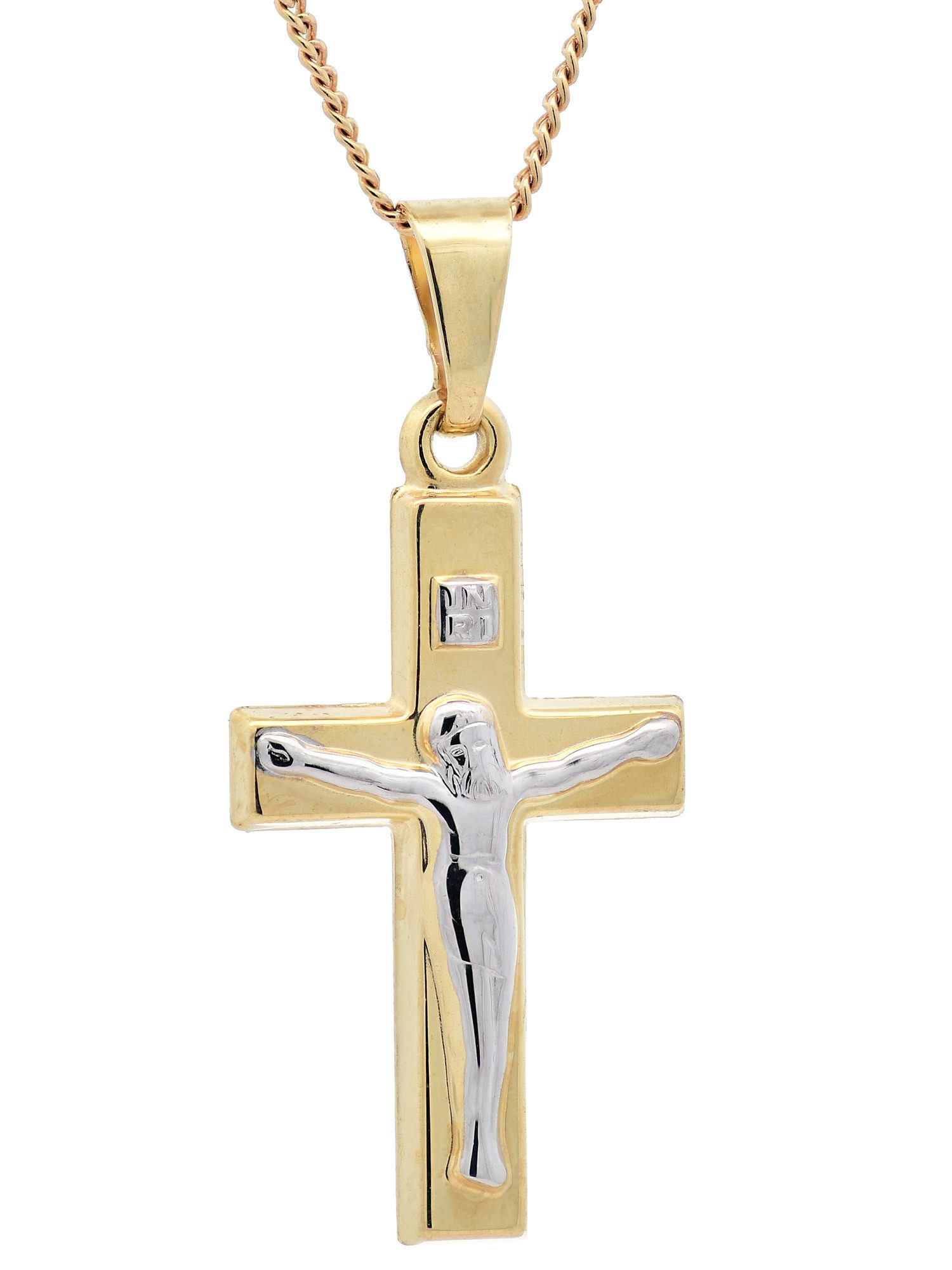 Kreuzanhänger Gold Anhänger Kreuz Korpus mit Goldkette 333-8 Karat Gold 36 cm