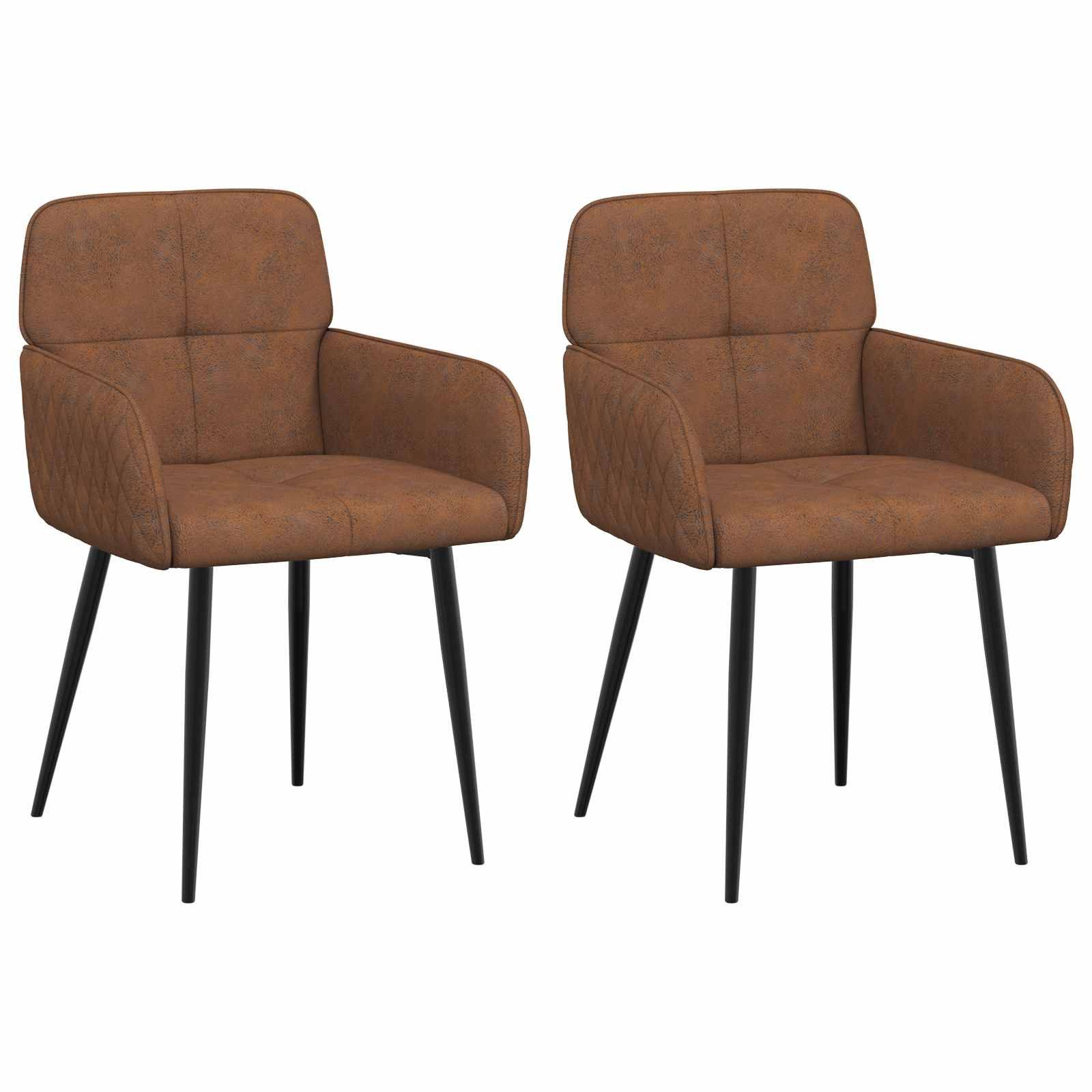 vidaXL Esszimmerstuhl Esszimmerstühle 2 stk. Kunstwildleder Braun 59 x 56,5 x 85 cm (2 St)