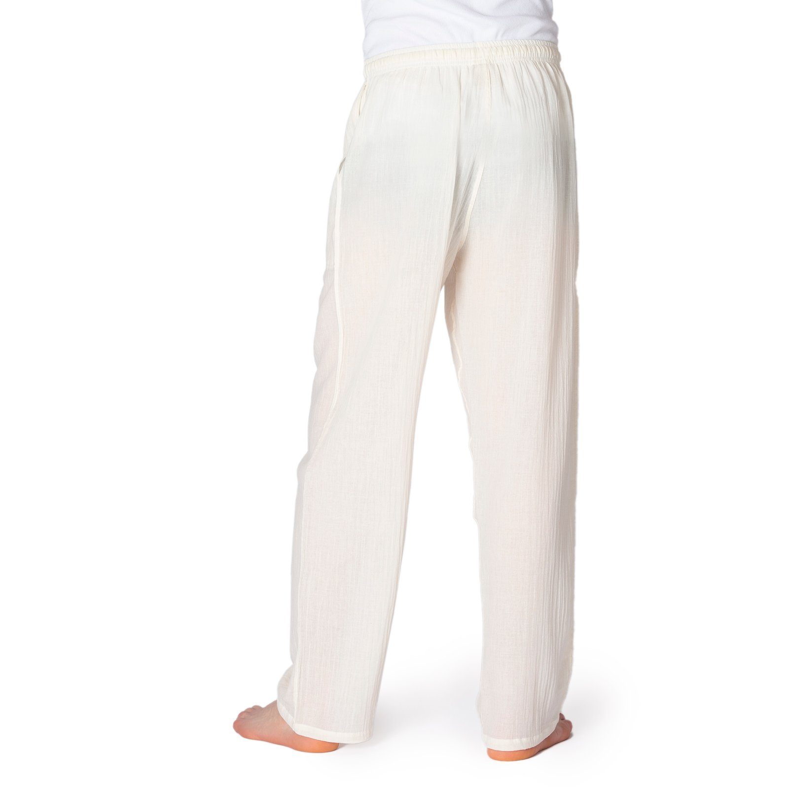 für PaSalu sehr Damen und Sommerhose für Baumwolle Herren Tage aus Relaxhose 100% Unisex naturweiß heißen die leichte Freizeithose Wellnesshose PANASIAM