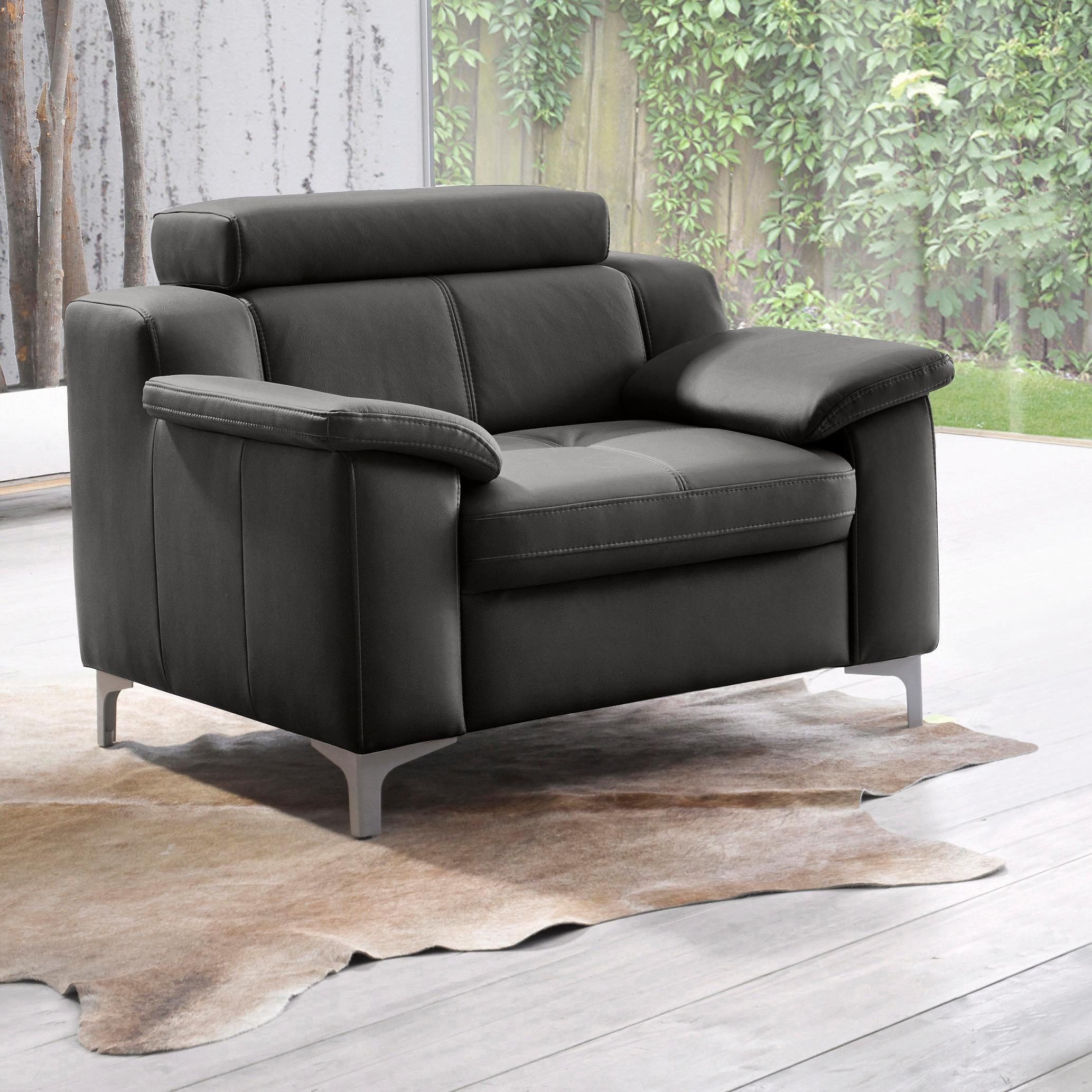 exxpo - sofa fashion Sessel Florenz, Loungesessel, Relaxsessel mit hohem Sitzkomfort, modern, bequeme Armlehnen, hochhwertige Detailverarbeitung