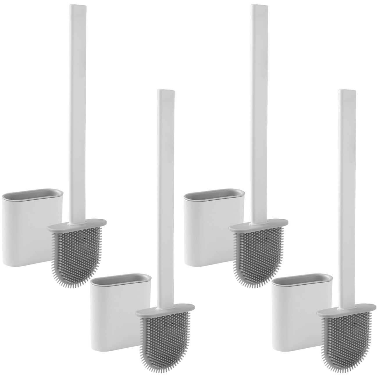 Casativo WC-Reinigungsbürste Silikon-WC-Bürsten Set grau/weiß & schwarz 2er/4er Toilettenbürsten, (4-tlg), luftdurchlässiger Bürstenhalter/Bürsten-Stiel: L 26 cm/