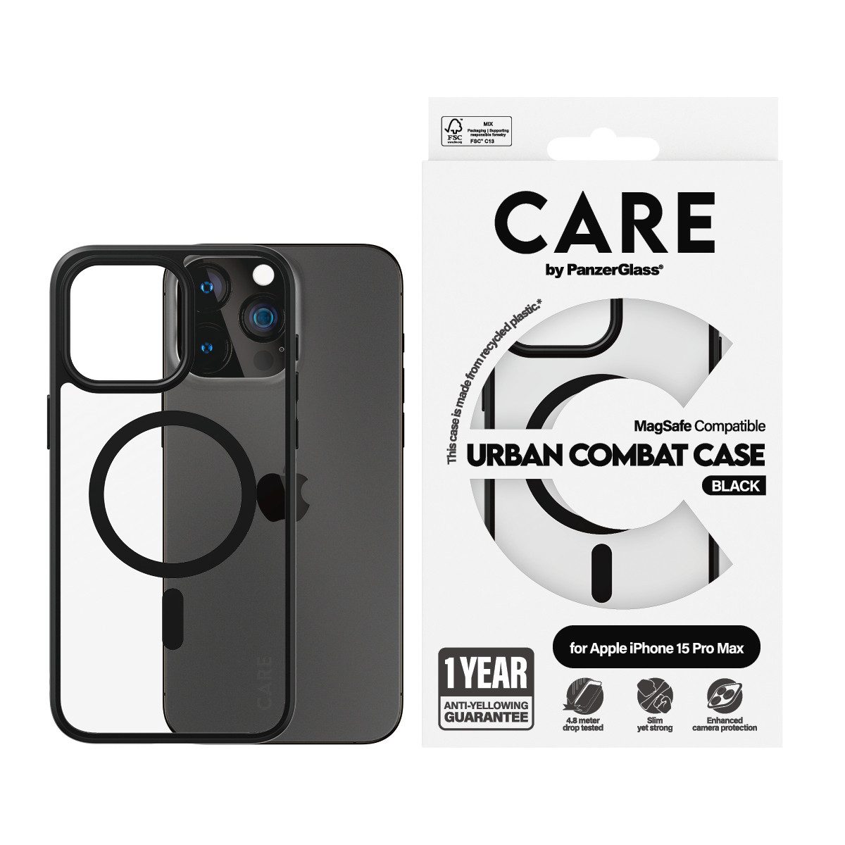 CARE by PanzerGlass Handyhülle Urban Combat Case mit MagSafe für Apple iPhone 15 Pro Max, Backcover, Schutzhülle, Handyschutzhülle, Case, Schutzcase, stoßfest
