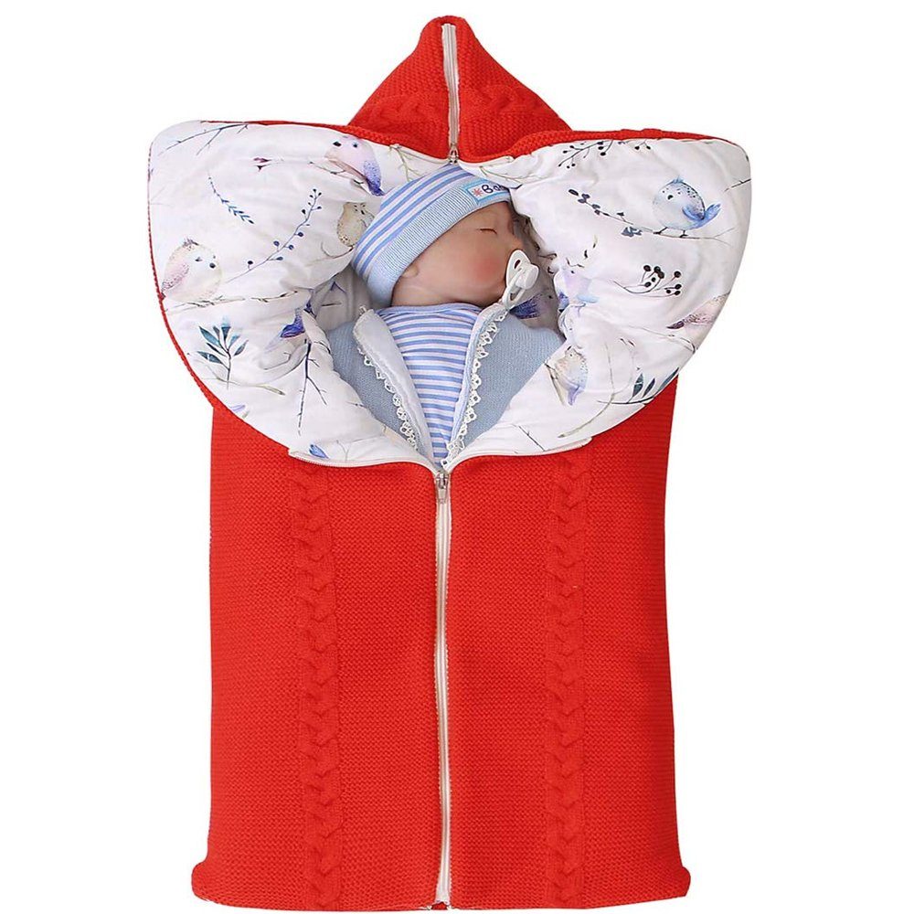 Babydecke Kinderwagen Decke, Neugeborenen Wickeldecke Winter warme Schlafsack, GelldG Rot
