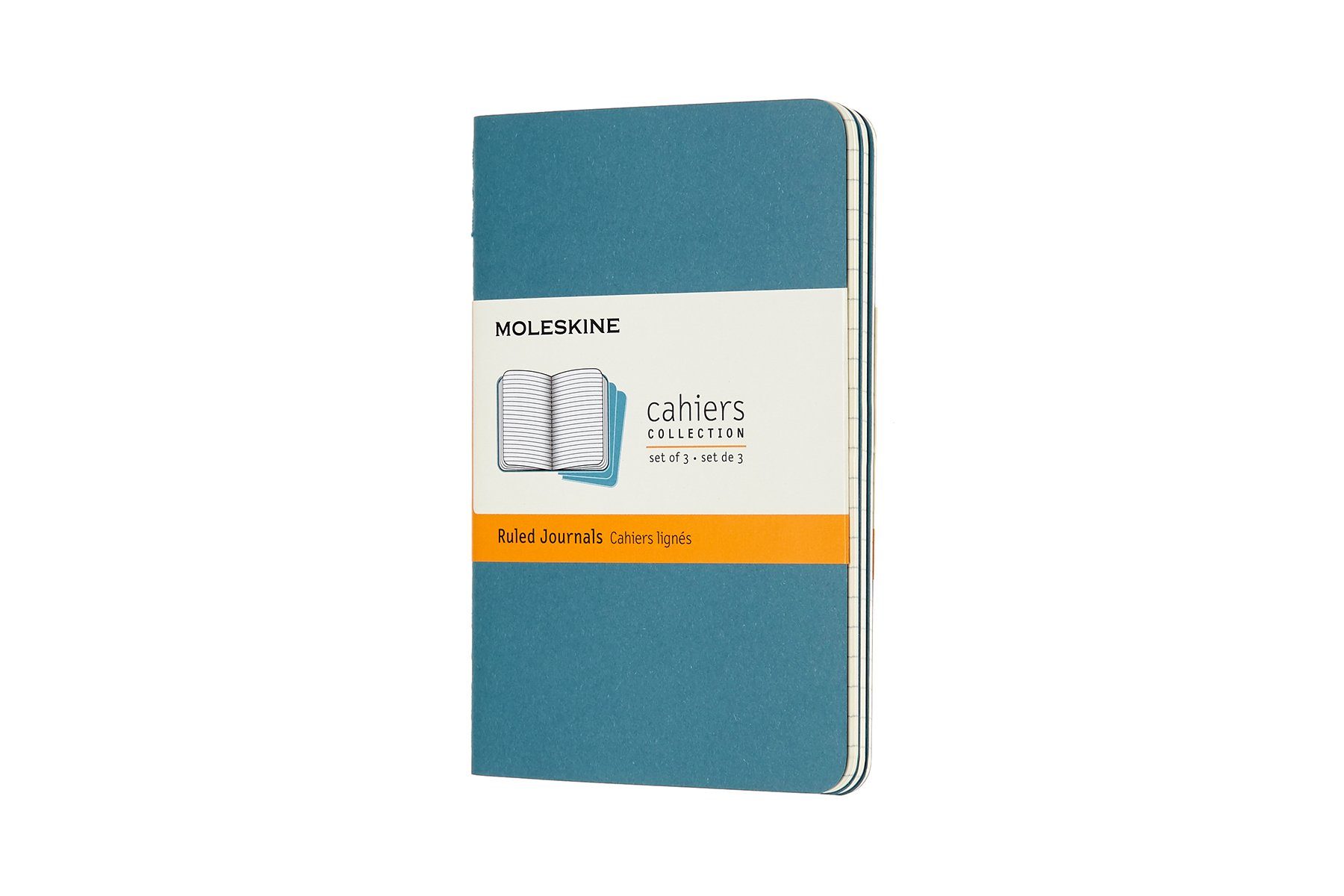Notizheft, 3er - mit 70g-Papier MOLESKINE Cahier Blau Kartoneinband Set Lebhaftes -
