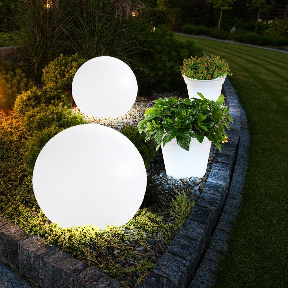 Set LED LED-Leuchtmittel Kugelleuchte Außenlampe Solarkugel 4er Blumentopf Gartendeko verbaut, Solarleuchte, weiß etc-shop fest