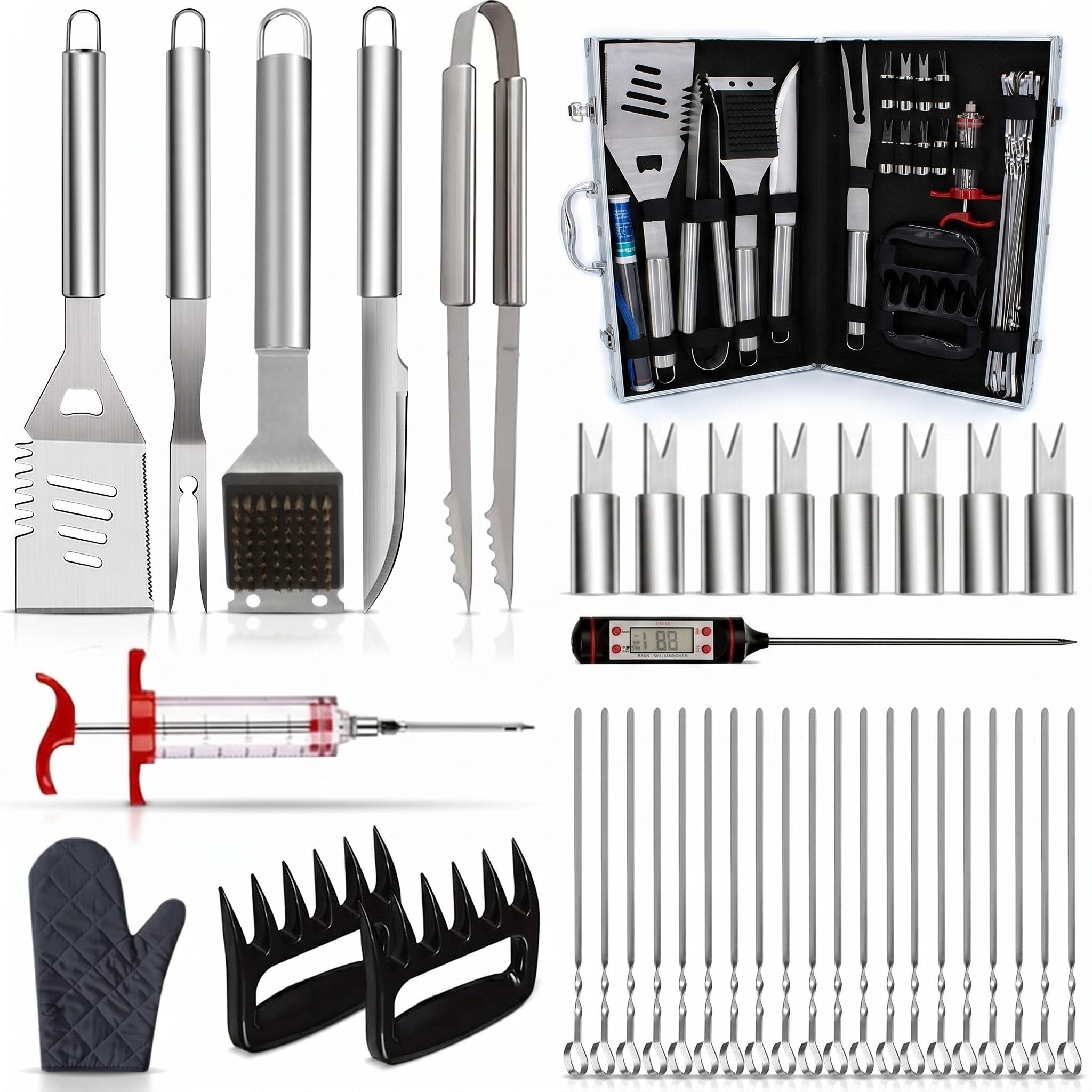 Kyto Grillbesteck-Set Kyto BBQ Zubehörsatz 39-teilig mit Koffer Alu