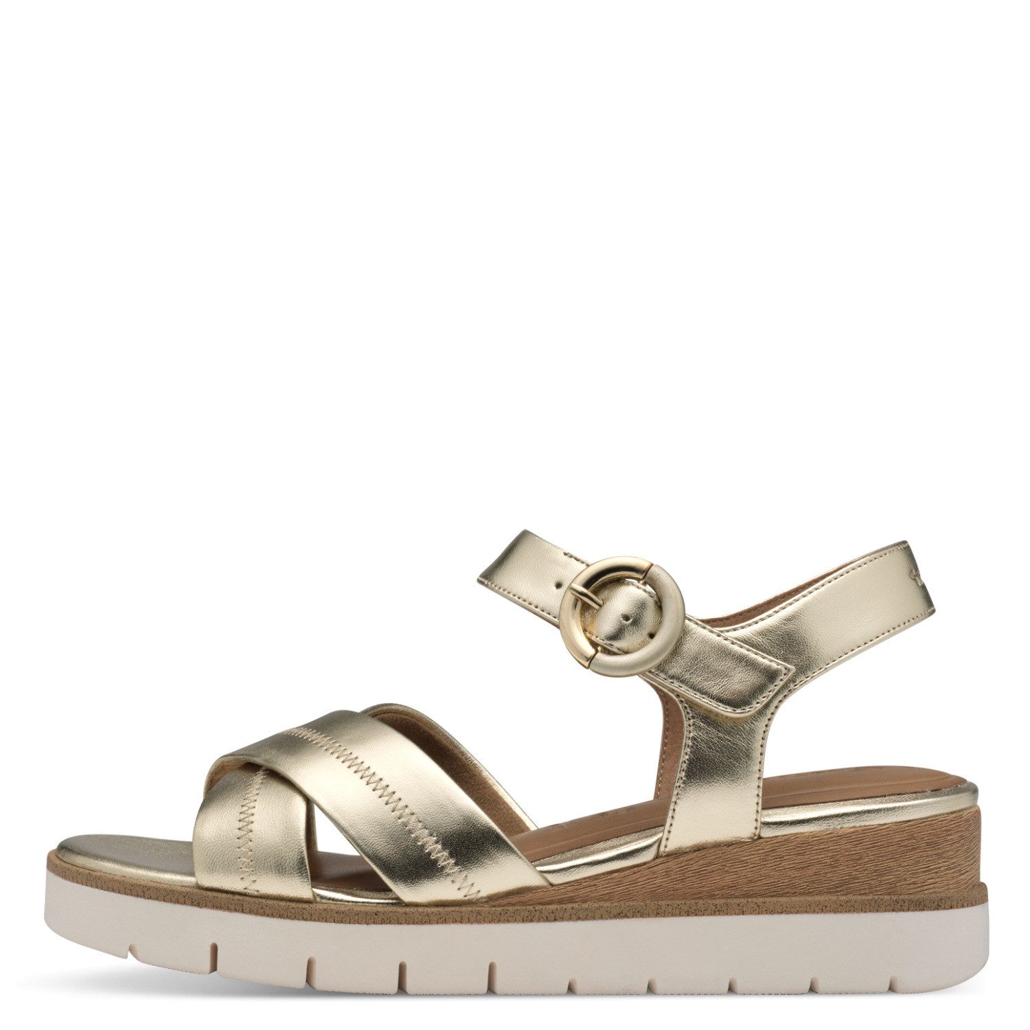 Tamaris Keilsandalette, Sommerschuh, Riemchensandale mit Ziernähten