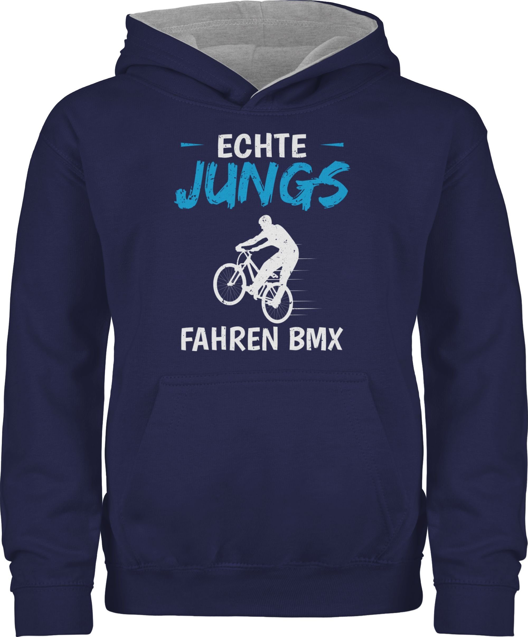 Shirtracer Hoodie Echte Jungs fahren BMX Kinder Sport Kleidung 2 Navy Blau/Grau meliert