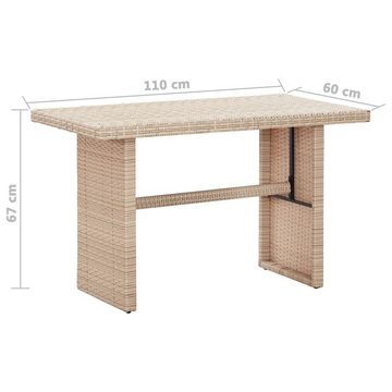 vidaXL Gartentisch Gartentisch Beige 110 x 60 x 67 cm Poly Rattan (1-St)