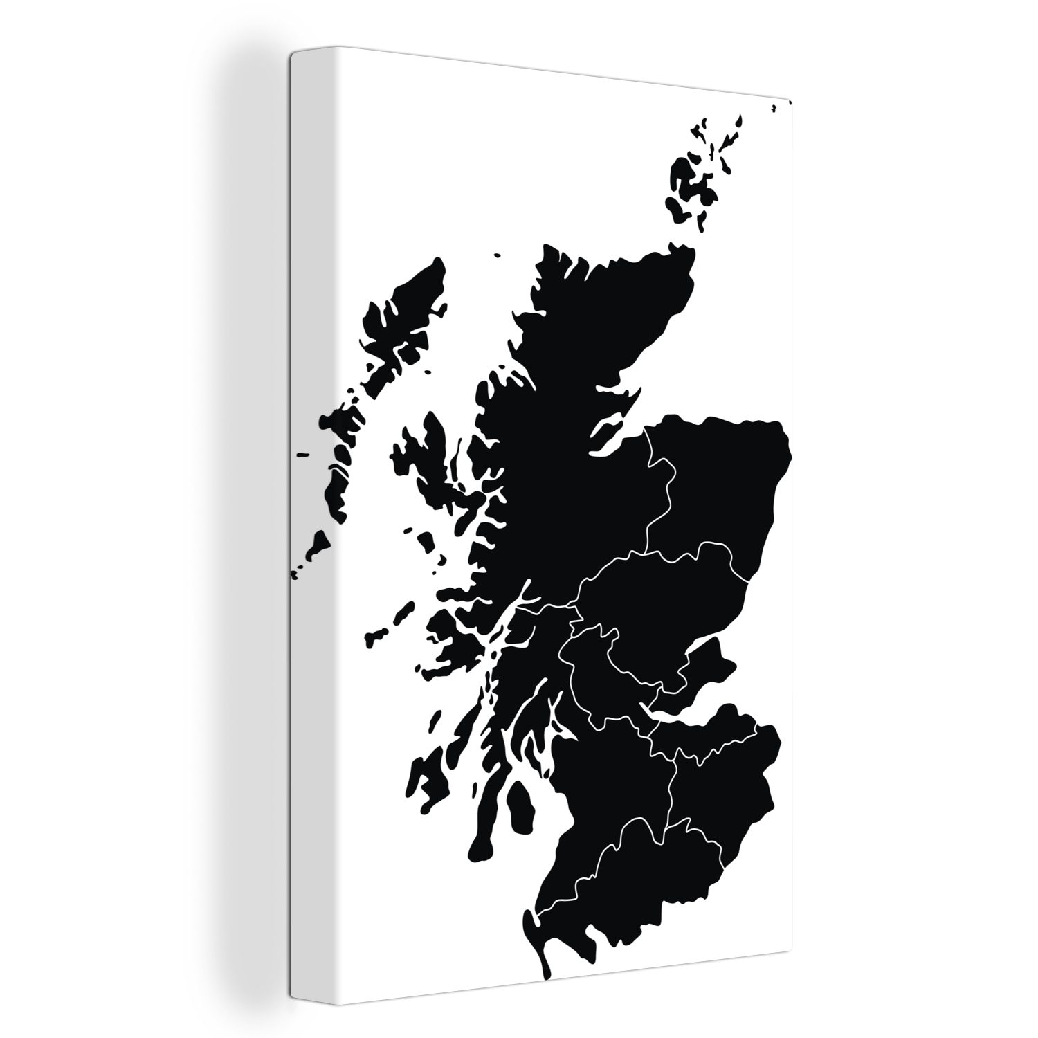 OneMillionCanvasses® Leinwandbild Karte von Schottland in Schwarz und Weiß, (1 St), Leinwandbild fertig bespannt inkl. Zackenaufhänger, Gemälde, 20x30 cm