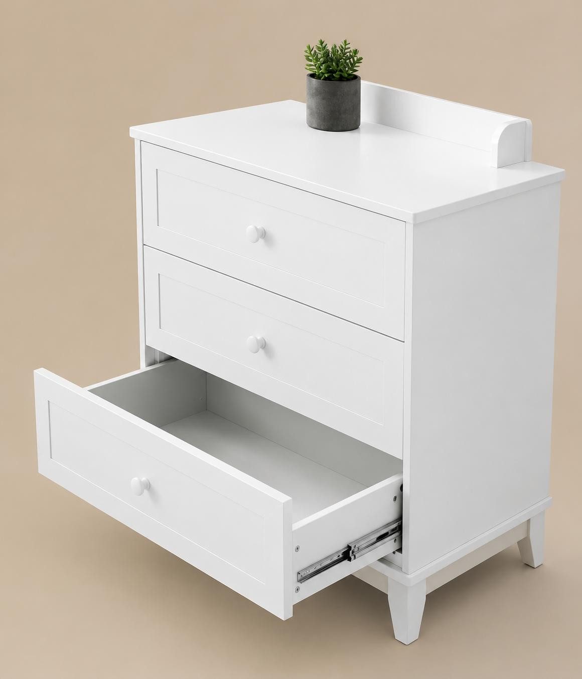 JVmoebel Schubkastenkommode Moderner weißer Dreischubladen-Kommode für stilvolles Kinderzimmer, Made in Europa