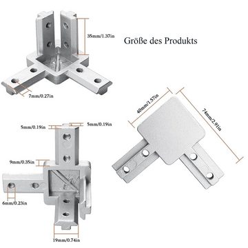 TWSOUL Winkelverbinder 3D-Winkelverbinder Euro 4040 mit 8 Schrauben, (Spar-Set, 4-St), Aluminium