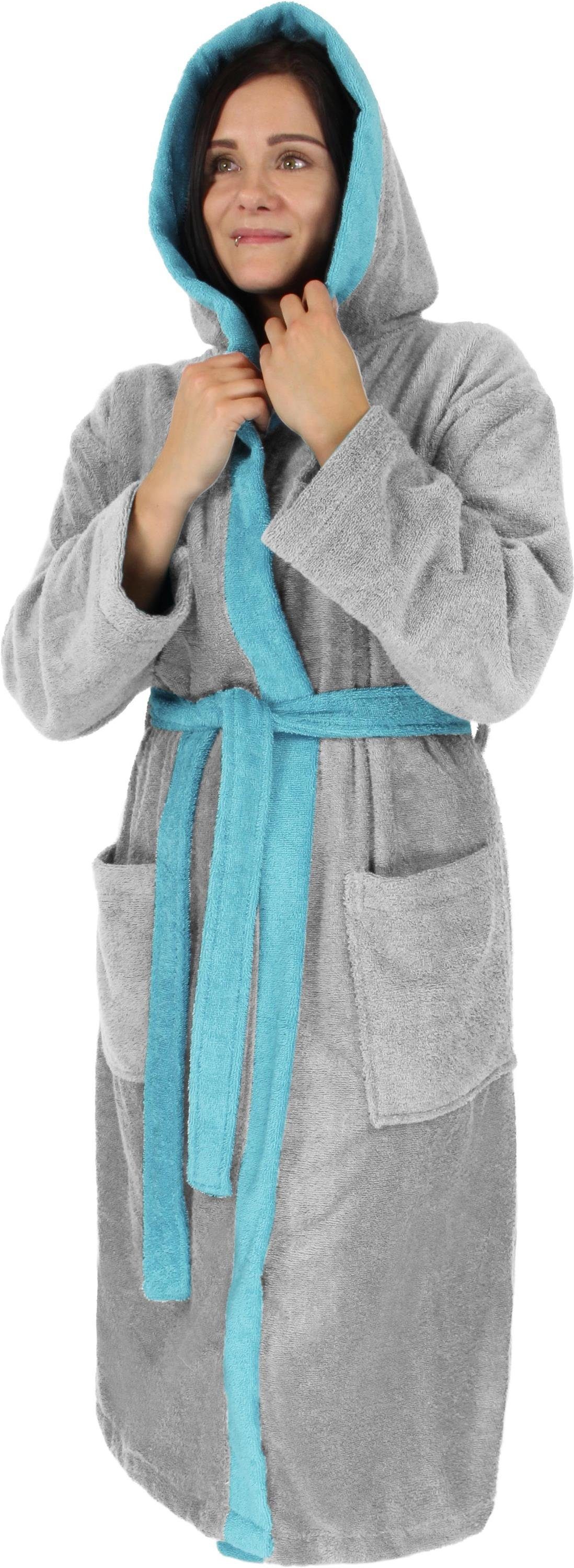 NORMANI Damenbademantel 122, Baumwolle, Kapuze, Bindegürtel, Saunamantel aus 100 % Baumwolle für Damen und Herren mehr