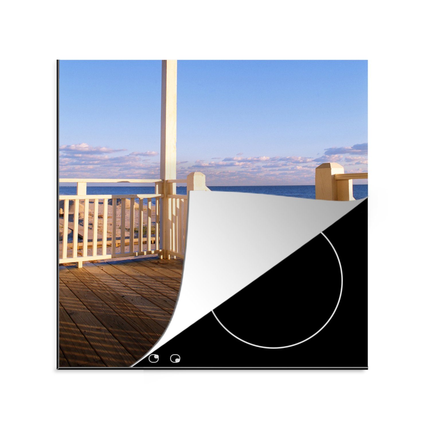 MuchoWow Herdblende-/Abdeckplatte Balkon eines Strandhauses, 78x78 cm, tlg), Arbeitsplatte küche Ceranfeldabdeckung, Vinyl, (1 für