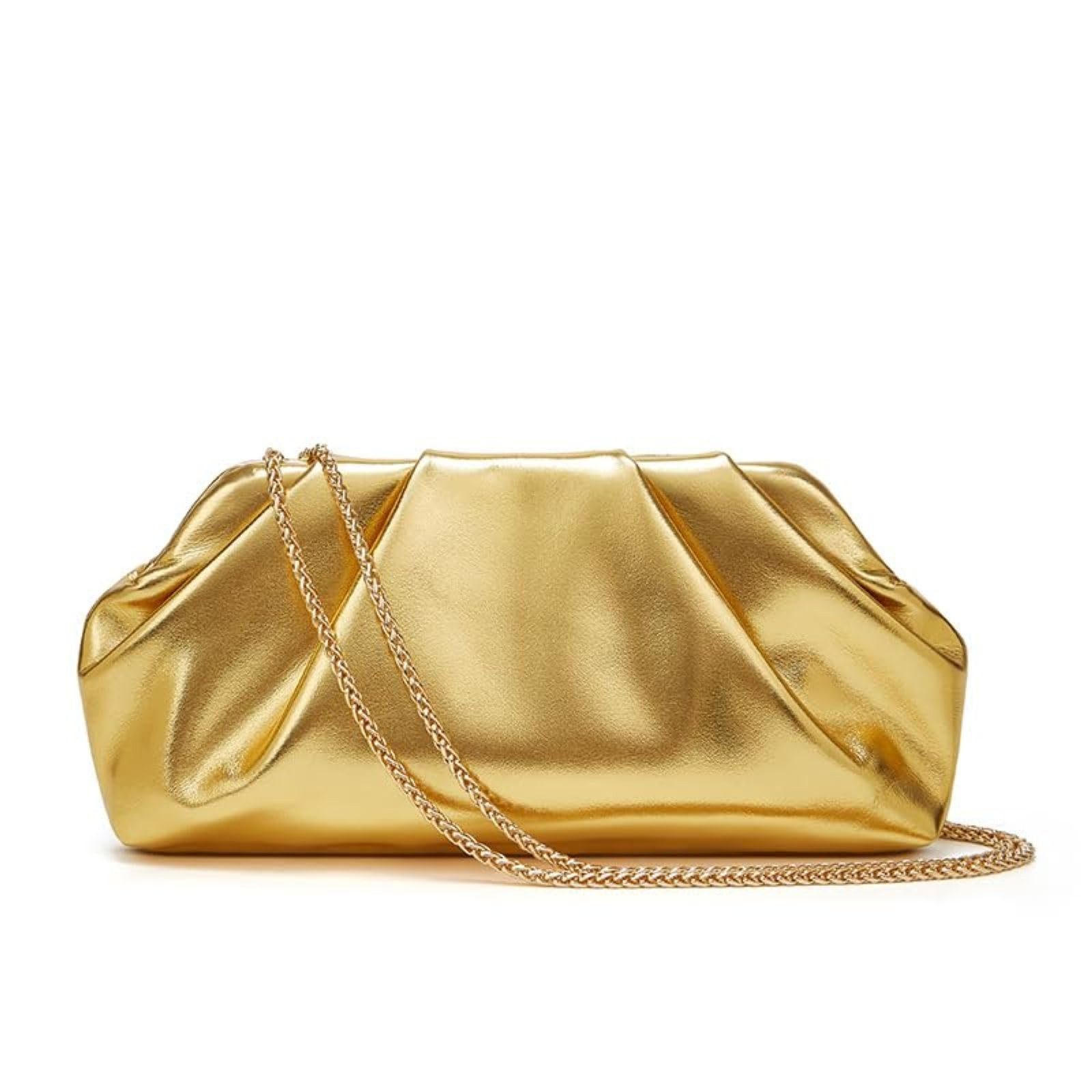 Zaewry Clutch Damen Clutch Cloud Pleated Abendtasche Elegante Tasche Handtasche, PU Leder Schultertasche für Hochzeit mit Reißverschluss