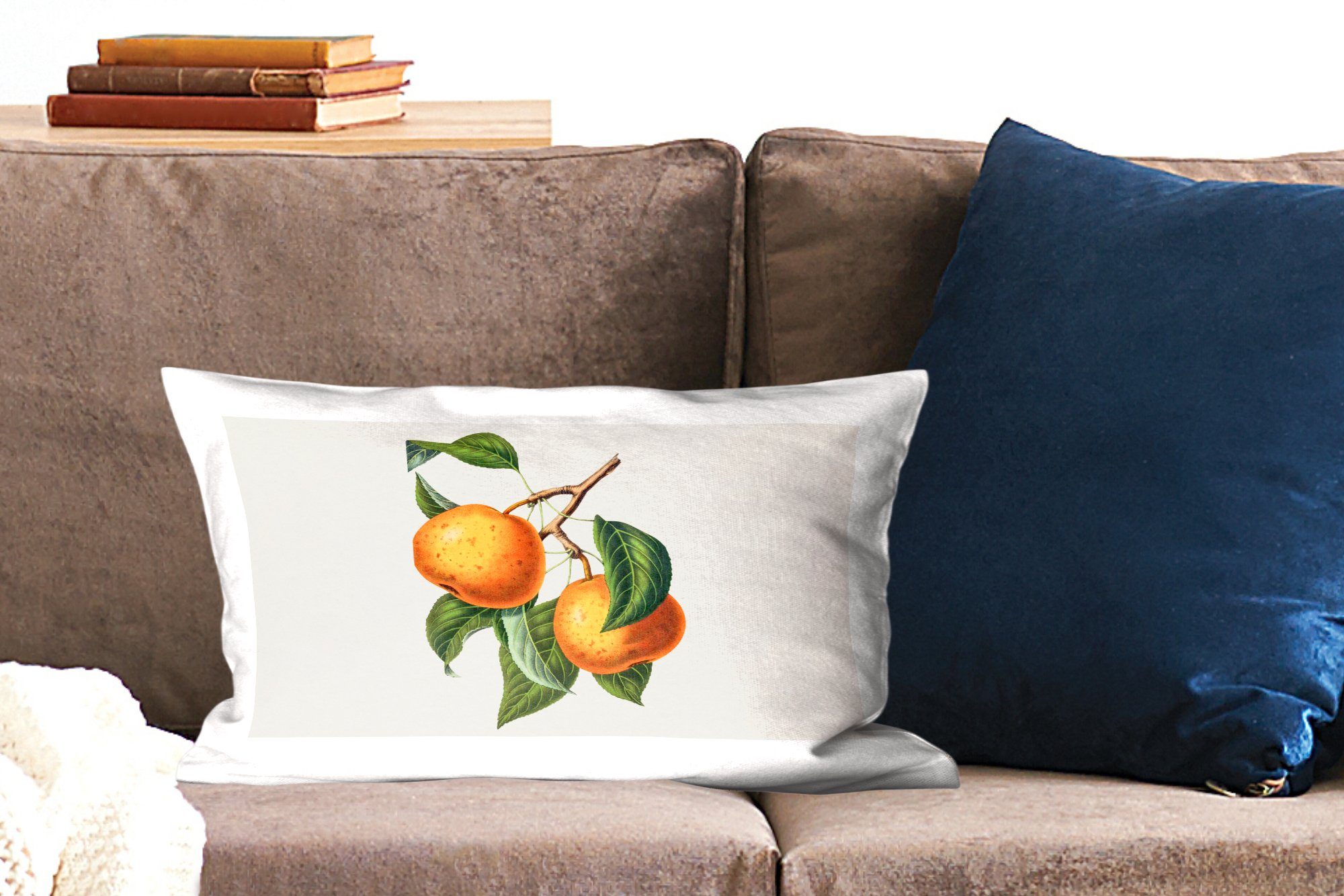 Pflanze, Dekoration, - Dekokissen - Orange Zierkissen, Blatt mit Wohzimmer Dekokissen Schlafzimmer Füllung, MuchoWow
