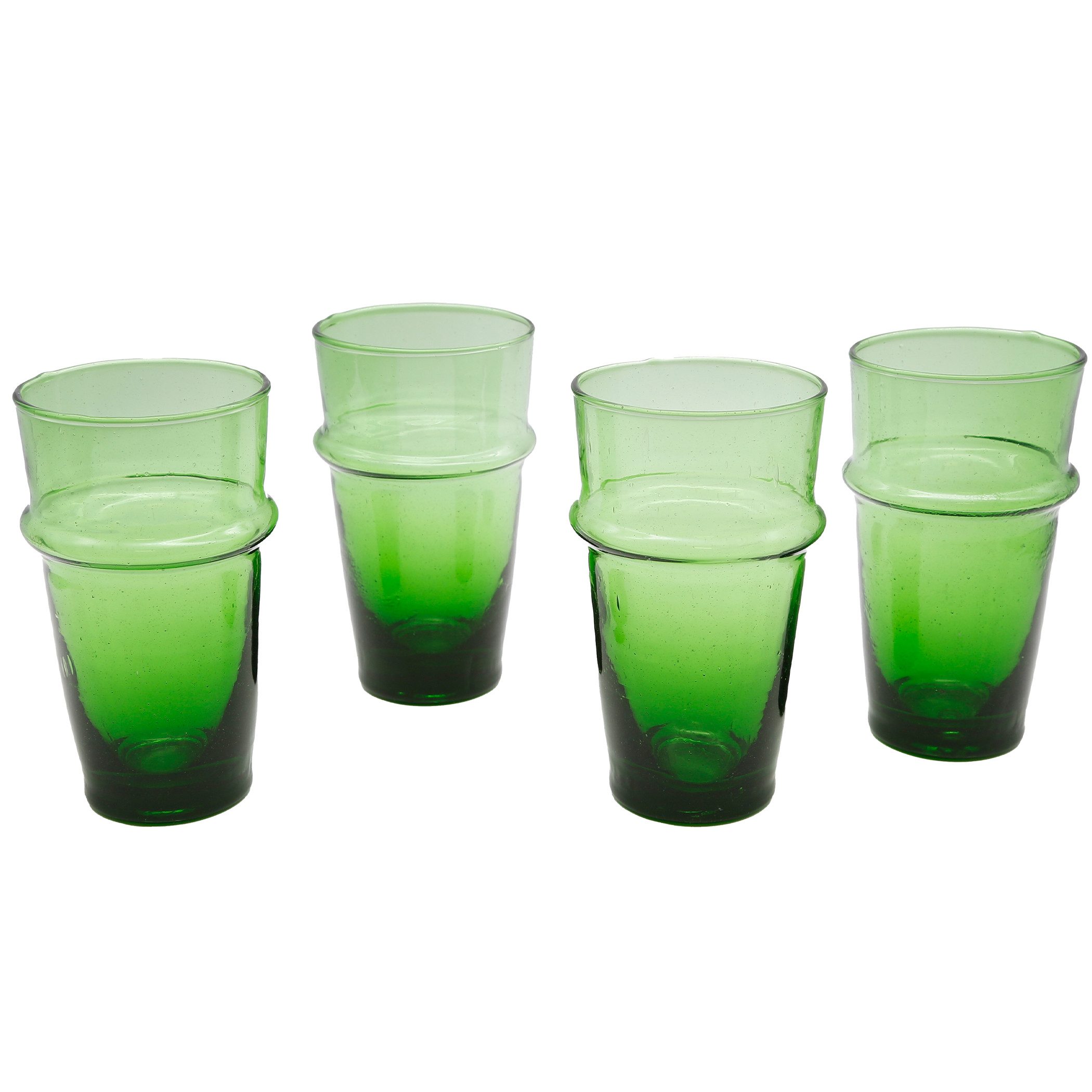 Casa Moro Gläser-Set Smoothie Gläser Longdrinkgläser Set 4er Grün Cocktailgläser Latte, 4-teilig, 300 ml je Glas, für Kalt- und Heißgetränke, mundgeblasen