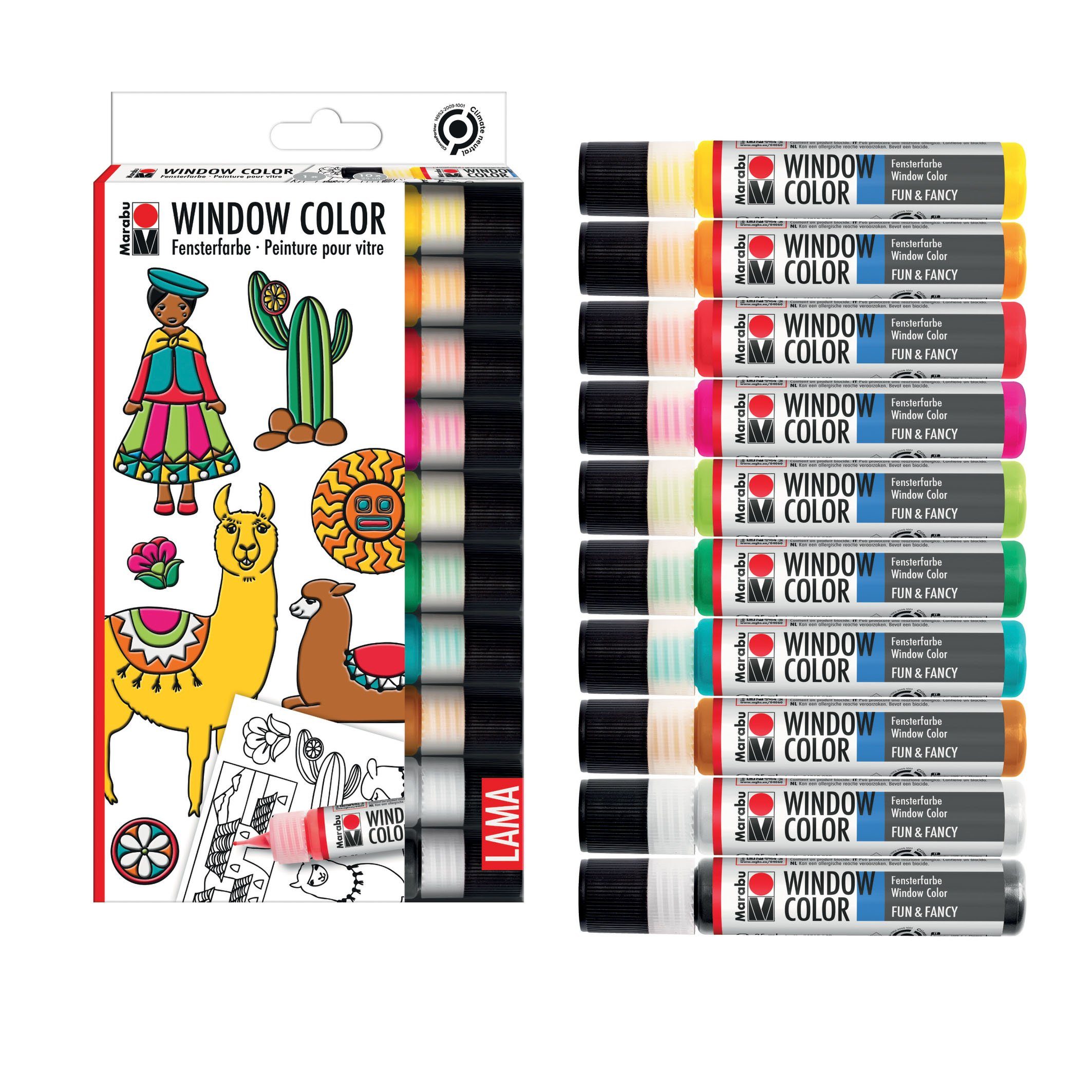 Sticker Marabu Window Color Set LAMA, 10 x 25 ml