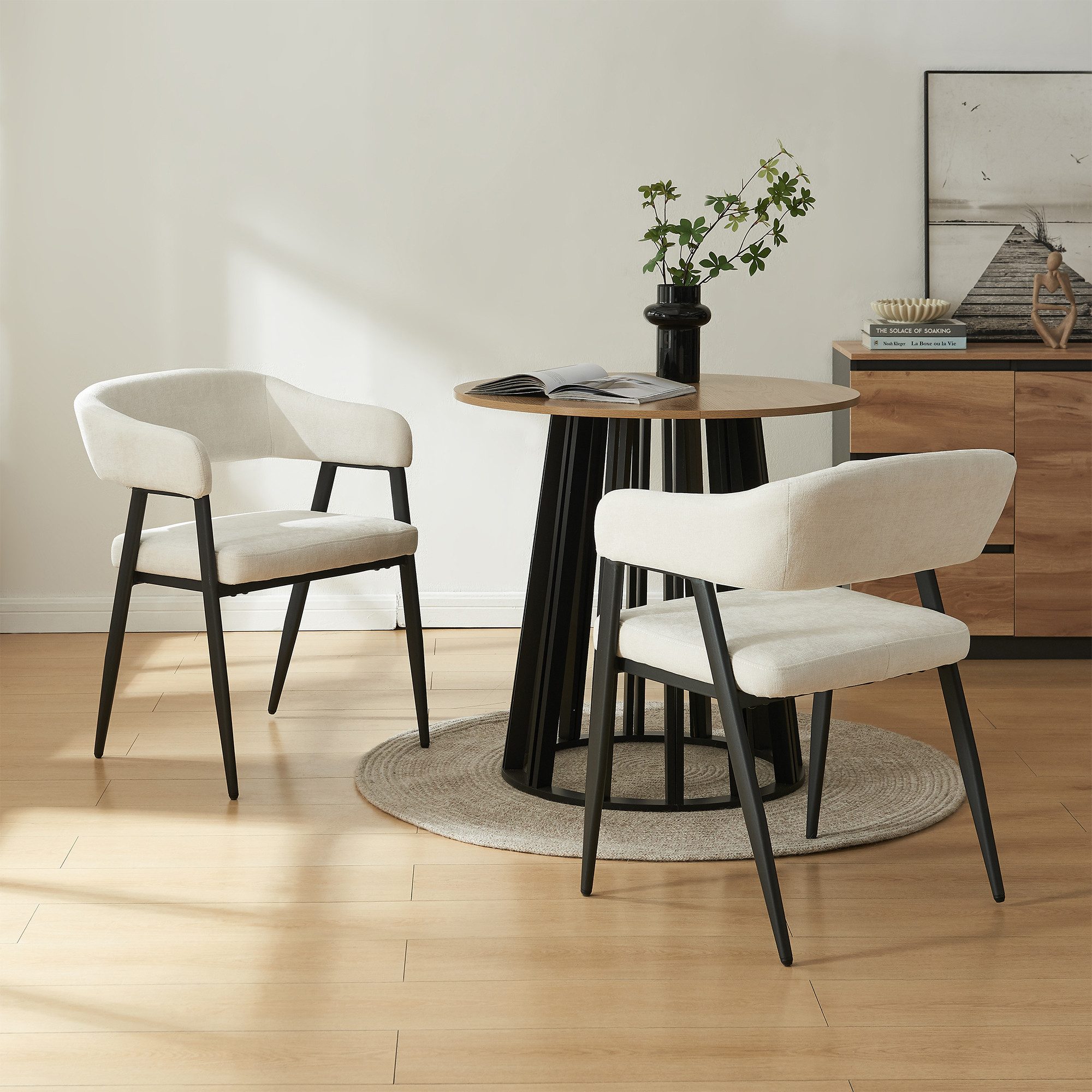 en.casa Esszimmerstuhl (Set, 2 St), »Kohlmand« Polsterstühle Webstoff Beige