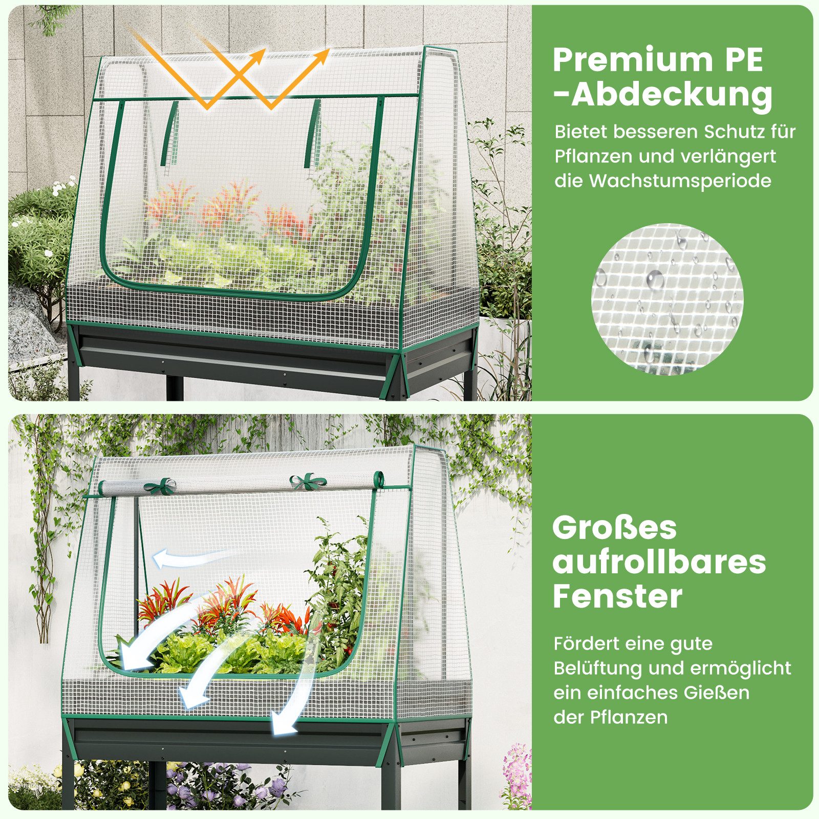 COSTWAY Hochbeet (1 St), mit Abdeckung &...