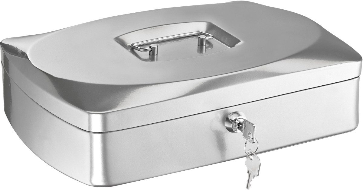 ALCO Geldkassette Geldkassette Stahlblech mit Schloss 330x235x90mm silber