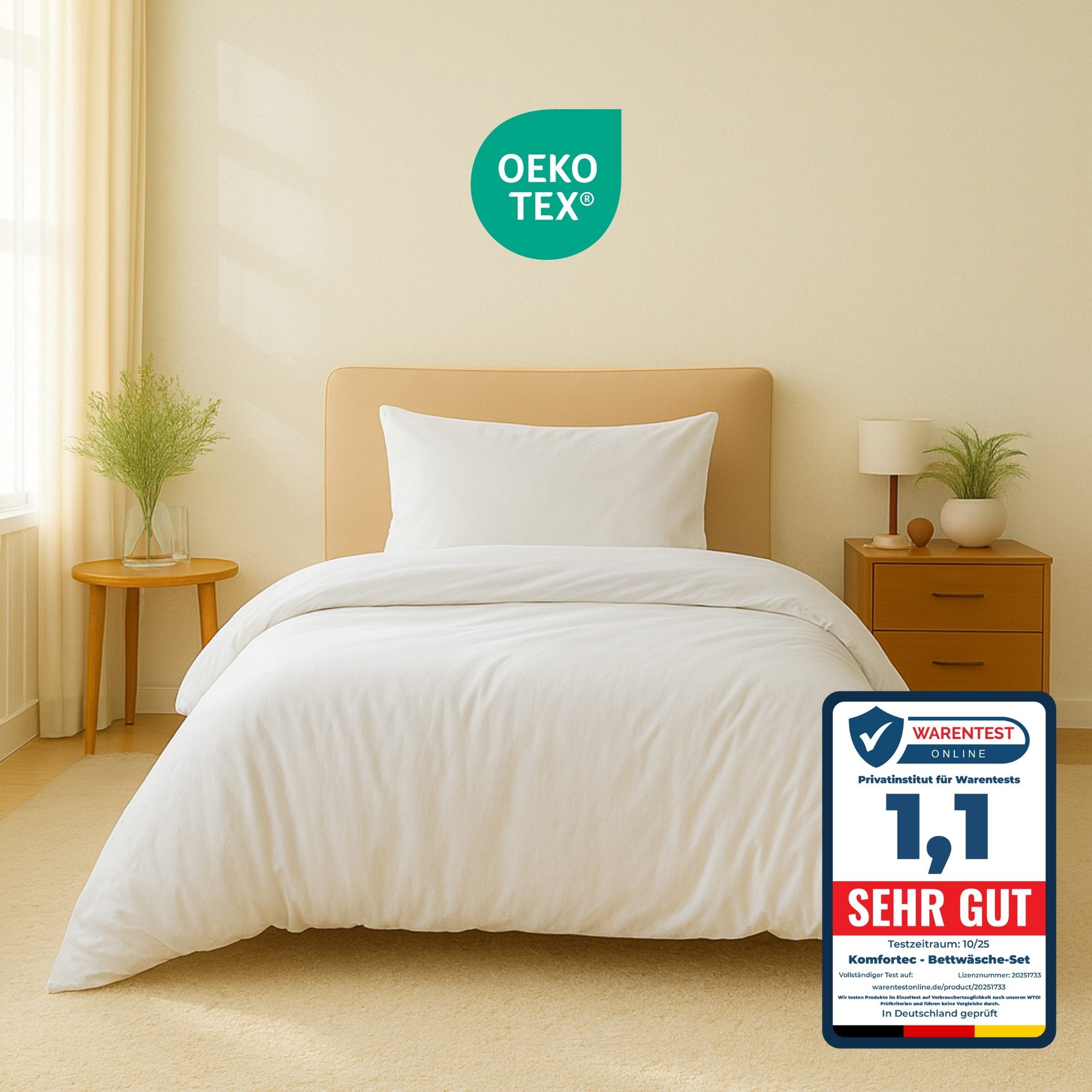 Komfortec Постельное белье Premium, 135 x 200 bis 220 x 240 cm, 6 verschiedene Größen zur Auswahl, gebürstet 100% Mikrofaser, 2 teilig, Superweiches Постельное белье-Set, Knitterfrei, Atmungsaktiv