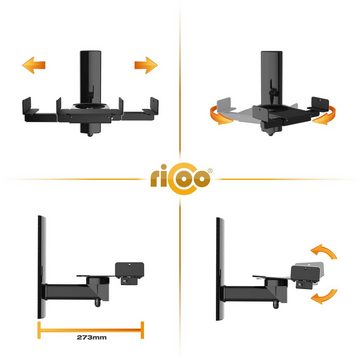 RICOO LH023-B Lautsprecher-Wandhalterung, (2x universal Wandhalter für Lautsprecher Boxen schwenkbar neigbar)